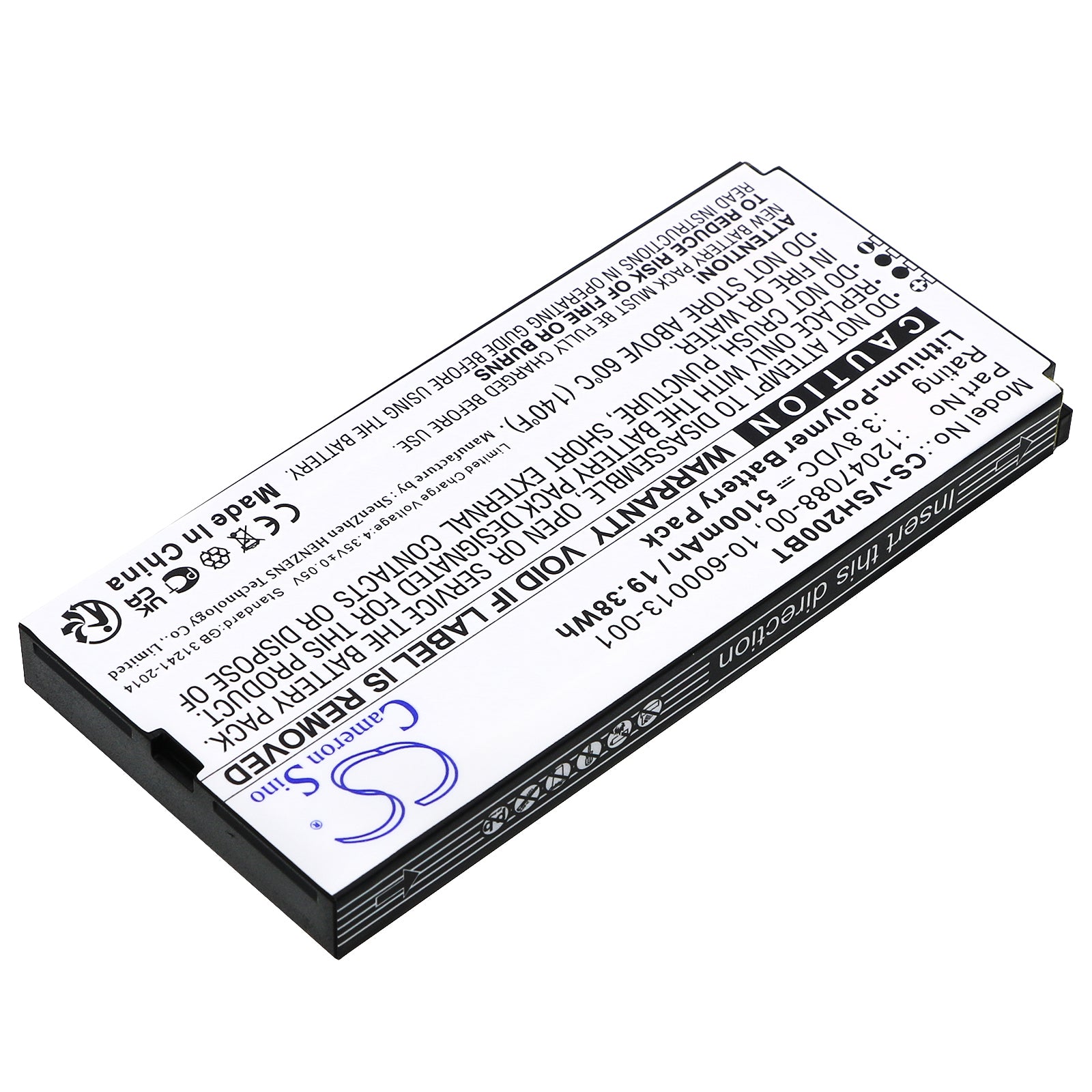 Li-Polymer, Alarm System Battery fits Vivint Smart Hub Control Panel, Vs-sh2000-c00, 3.8V, 5100mAh Alarm System Cameron Sino Technology Limited