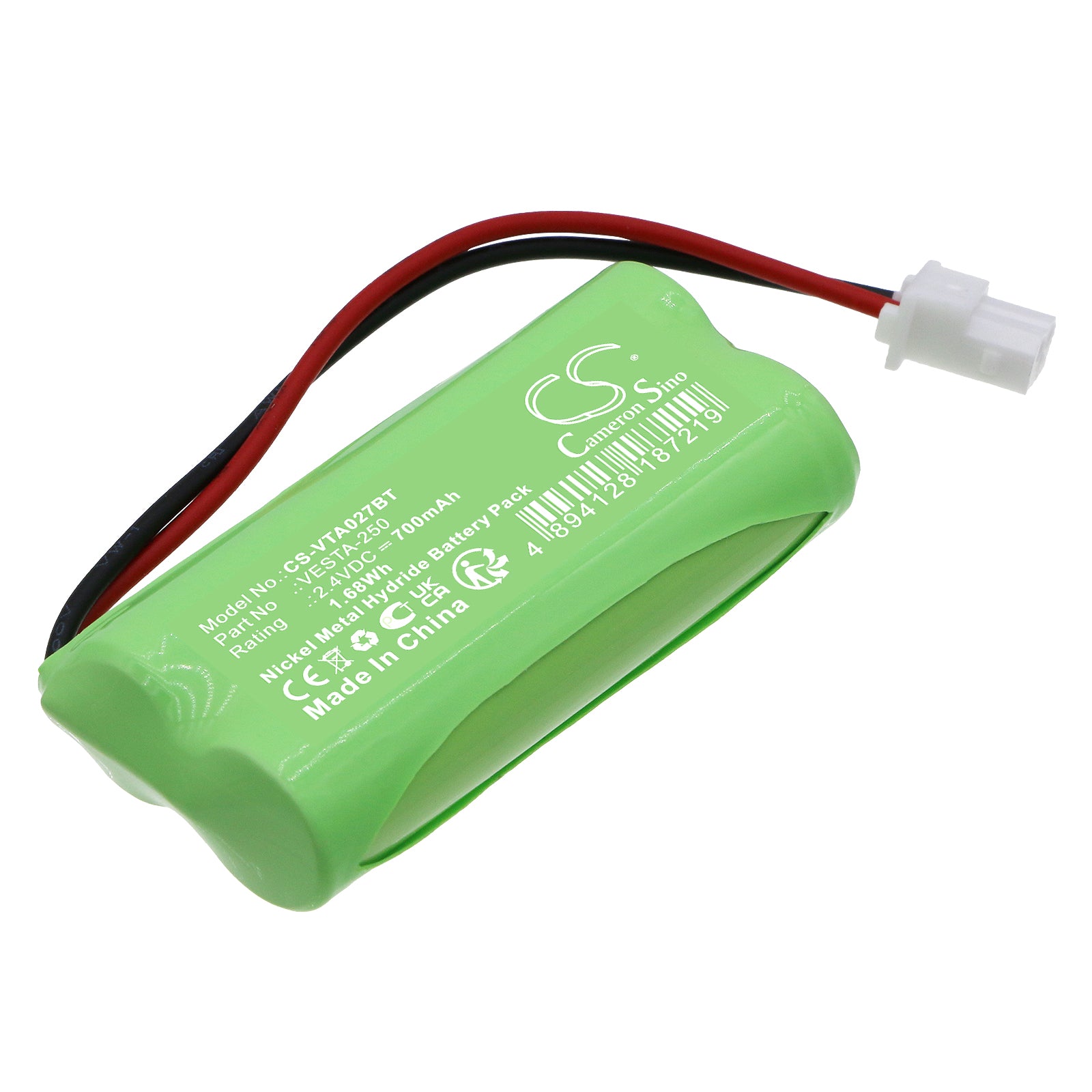 Ni-MH, Alarm System Battery fits Vesta Vesta-027 Hwc-1b-f1, Vesta-224 Wezc-8, 2.4V, 700mAh Alarm System Cameron Sino Technology Limited