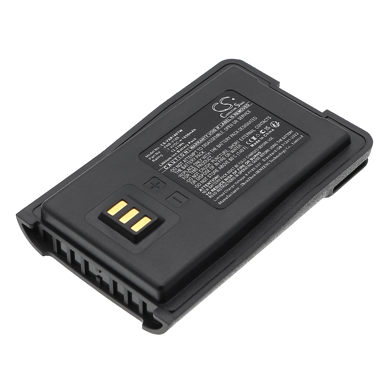 7.4V, Li-ion, 1650mAh, Battery fits Vertex Standard V318, VZ-10, 12.21Wh Two-Way Radio Cameron Sino Technology Limited