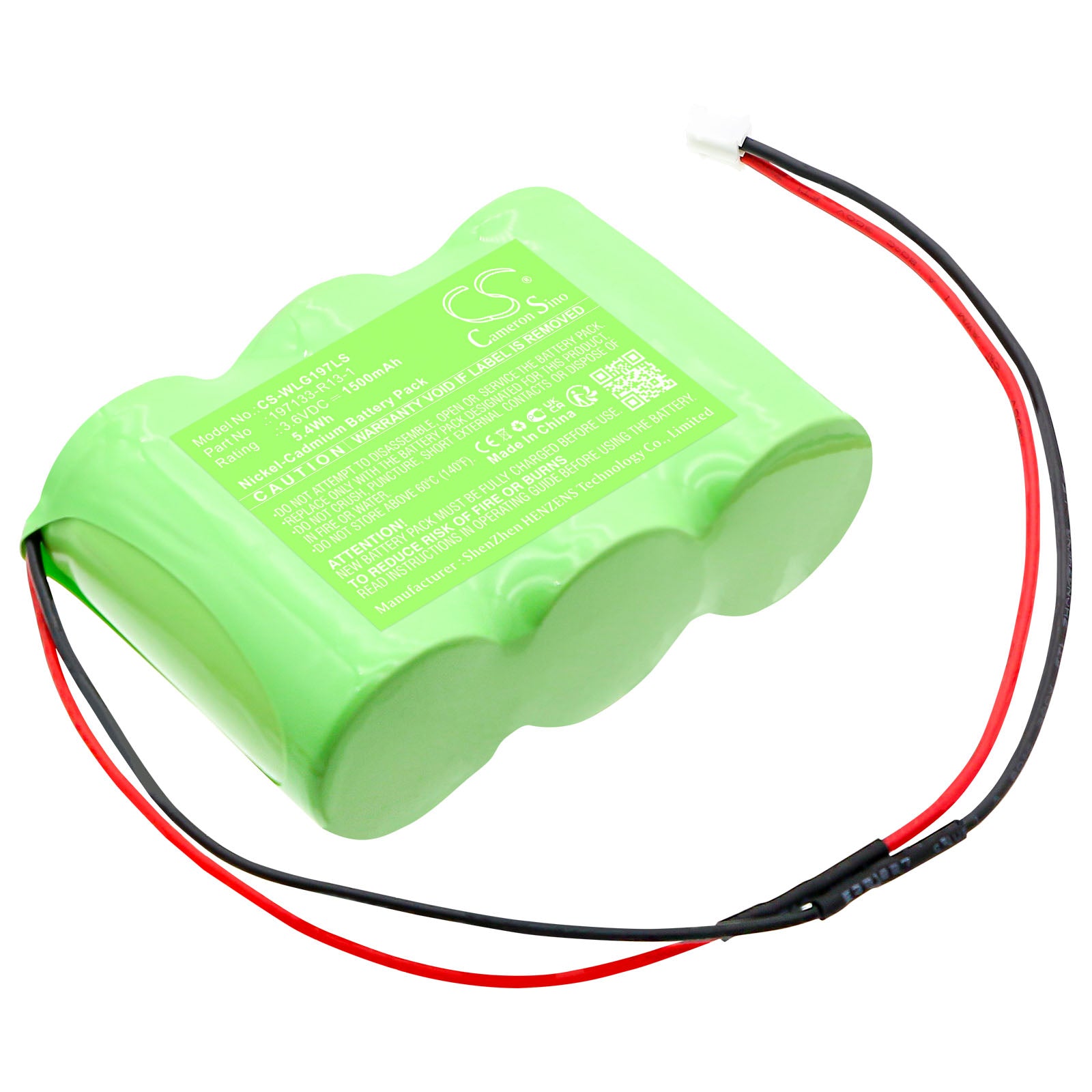3.6V, Ni-CD, 1500mAh, Battery fits Willing Wi200552 3 VTCS, 5.4Wh Emergency Lighting Cameron Sino Technology Limited