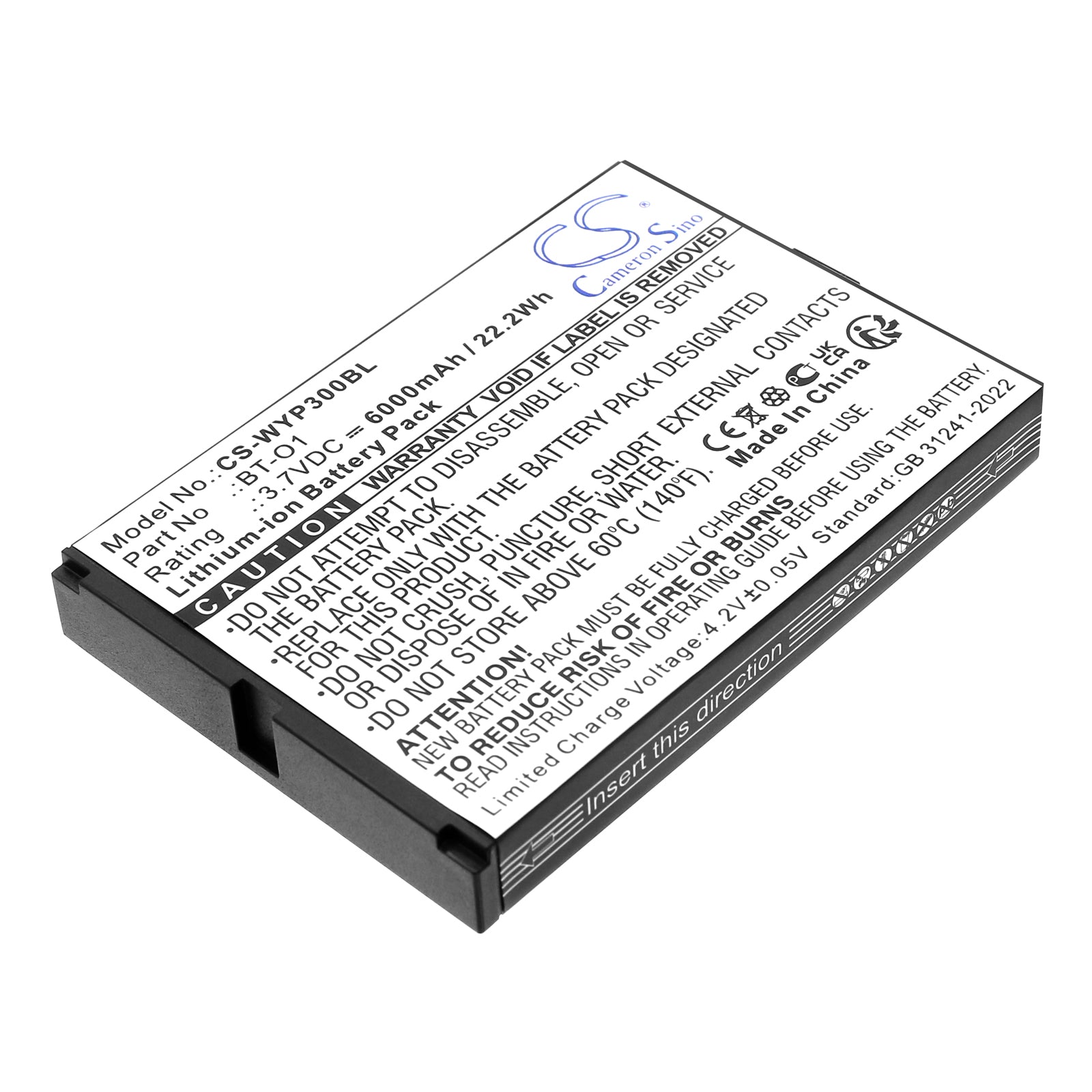 3.7V, Li-ion, 6000mAh, Battery fits Wiseasy P3, WPO3 WPOS3, 22.2Wh Payment Terminal Cameron Sino Technology Limited