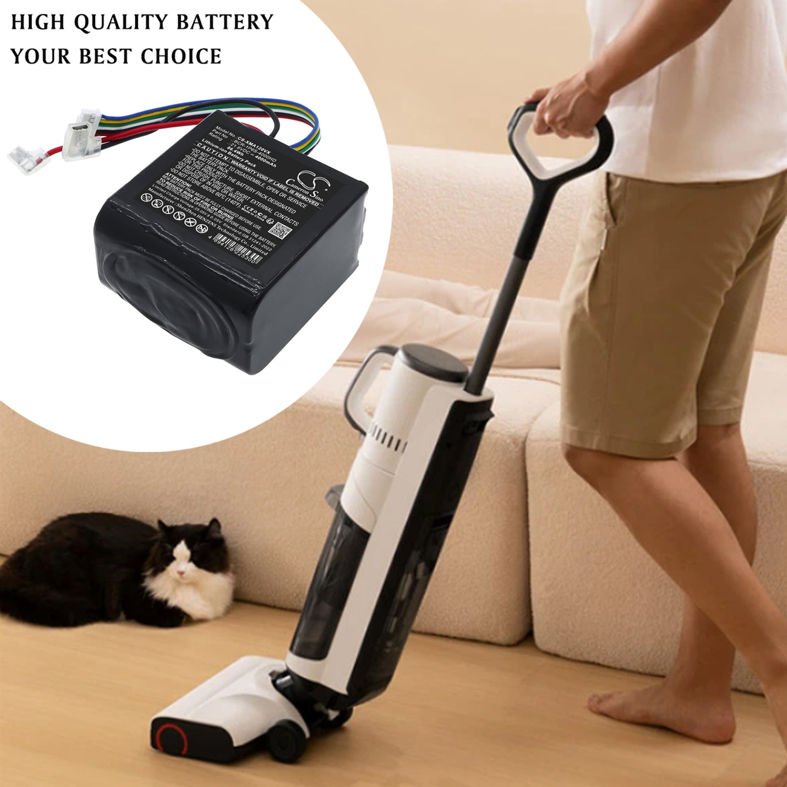 21.6V, Li-ion, 4000mAh, Battery fits Roborock A10 Ultra B, A10 Ultra E, 86.4Wh Vacuum Cameron Sino Technology Limited