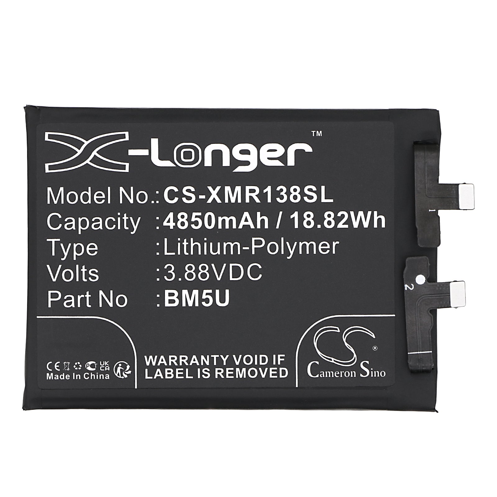 Li-Polymer, Mobile, SmartPhone Battery fits Redmi 23090ra98c, Note 13 Pro+, 3.88V, 4850mAh Mobile, SmartPhone Cameron Sino Technology Limited