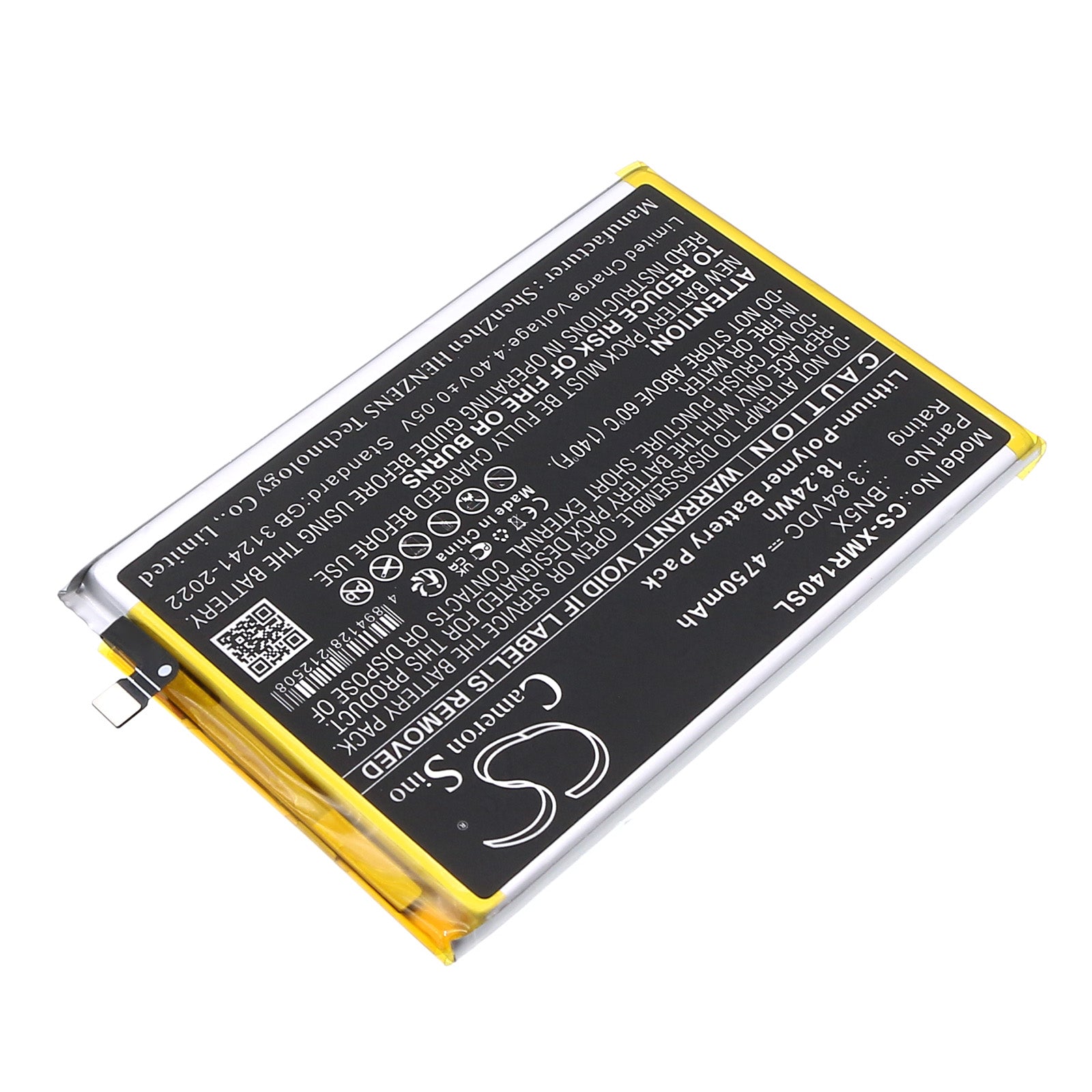 3.84V, Li-Polymer, 4750mAh, Battery fits Xiaomi 2409BRN2CA, 2409BRN2CC, 18.24Wh Mobile, SmartPhone Cameron Sino Technology Limited
