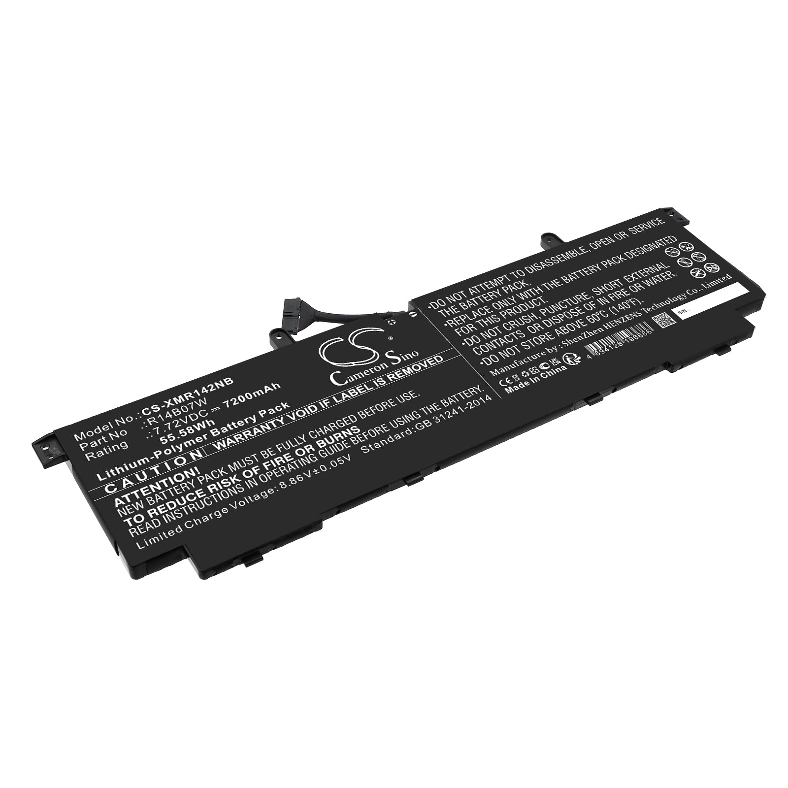 Li-Polymer, Notebook, Laptop Battery fits Xiaomi Notebook Pro 14 2022, 7.72V, 7200mAh Notebook, Laptop Cameron Sino Technology Limited