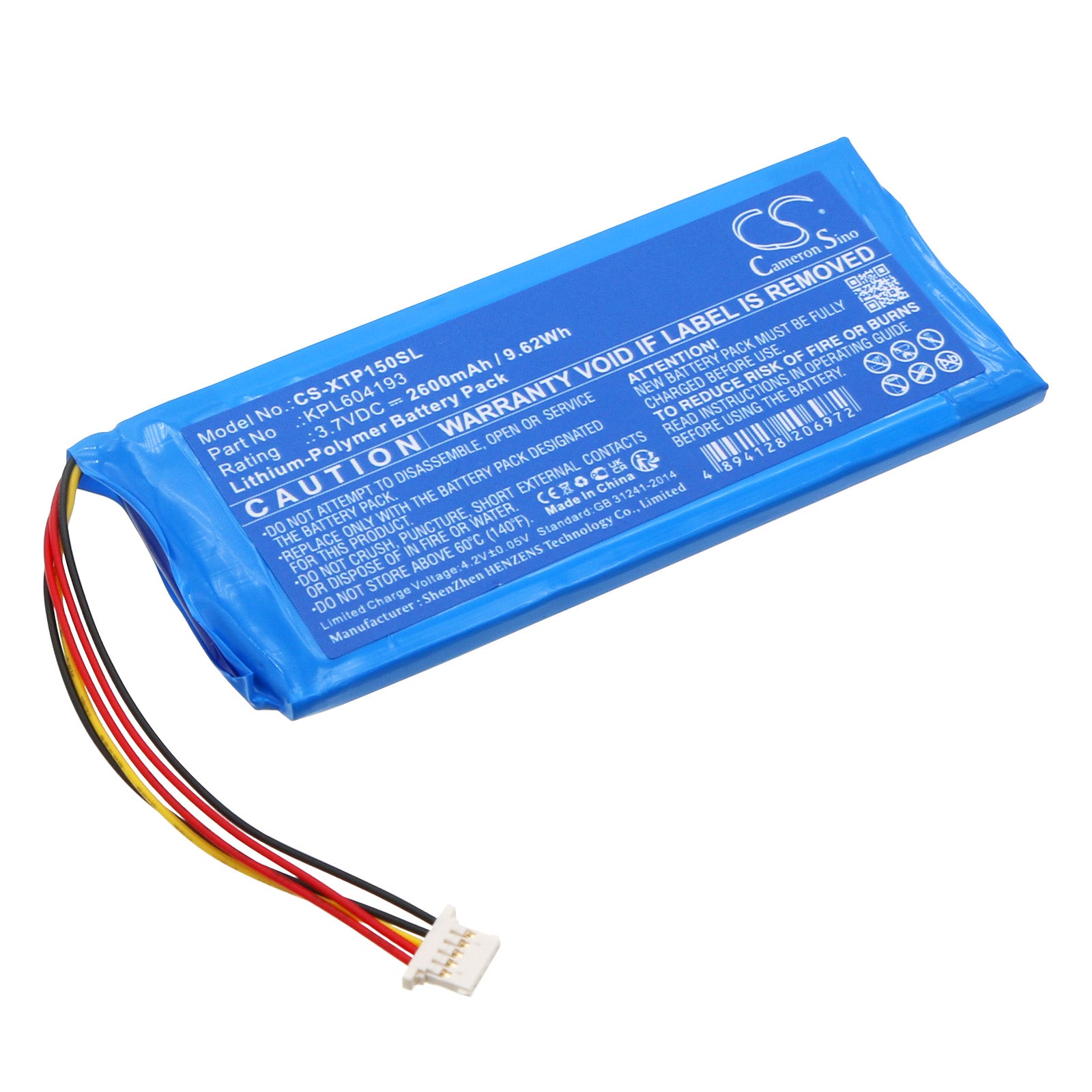 Li-Polymer, Diagnostic Scanner Battery fits Xtool A30 Pro Diagnostic Scan Too, Tp150 Tpms Diagnostic Tool, 3.7V, 2600mAh Diagnostic Scanner Cameron Sino Technology Limited