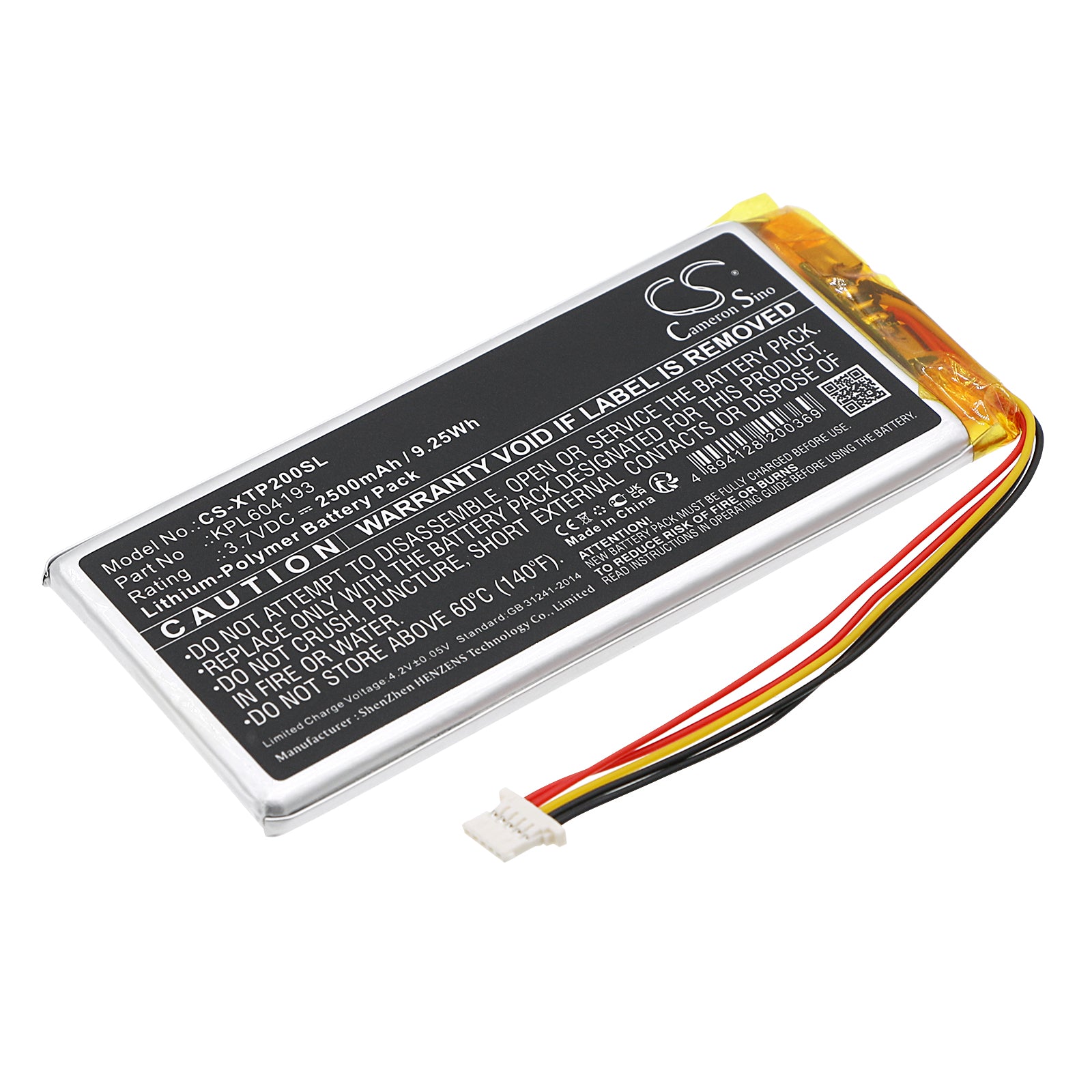 Li-Polymer, Diagnostic Scanner Battery fits Xtool Autopropad Basic, Ps65, 3.7V, 2500mAh Diagnostic Scanner Cameron Sino Technology Limited