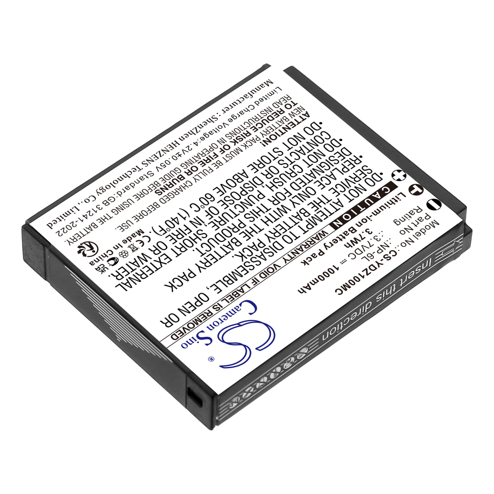 3.7V, Li-ion, 1000mAh, Battery fits Minolta MND20, MND23 | Generic FHD 1080P 44MP Digital Camera, 3.7Wh Camera Cameron Sino Technology Limited