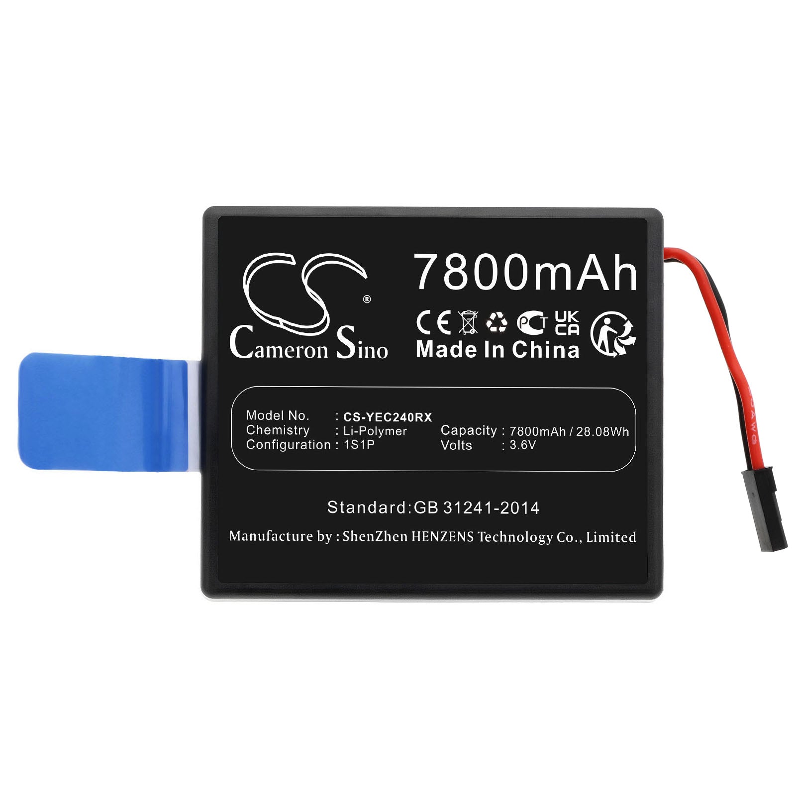 Li-Polymer, Remote Controller Battery fits Tornado H920 Controllers, Yuneec St24 Controller, 3.6V, 7800mAh Remote Controller Cameron Sino Technology Limited