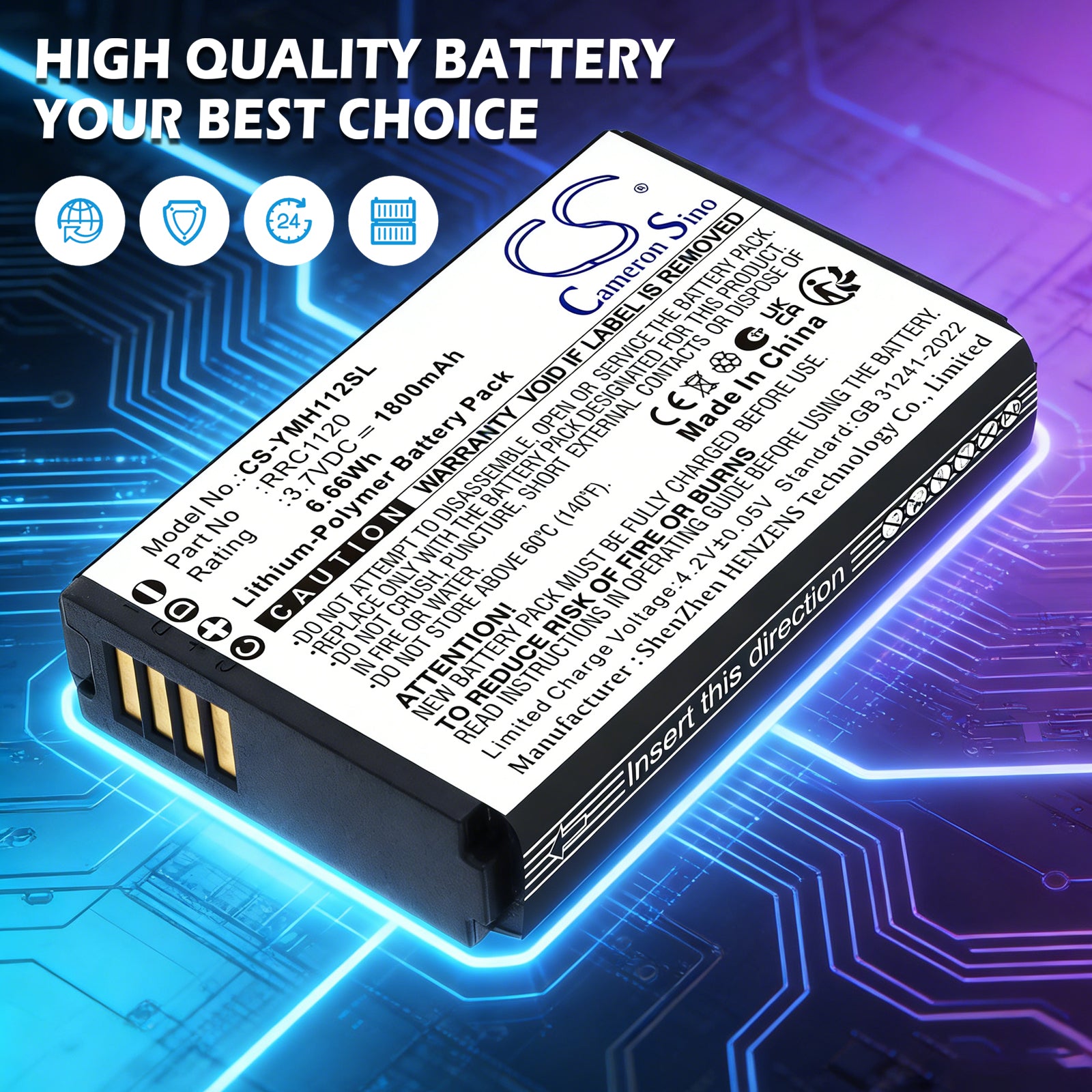 3.7V, Li-Polymer, 1800mAh, Battery fits Yamaha RM-WGL, RM-WGL Wireless Directional Tabletop Microphone, 6.66Wh Communication & Conferencing Cameron Sino Technology Limited