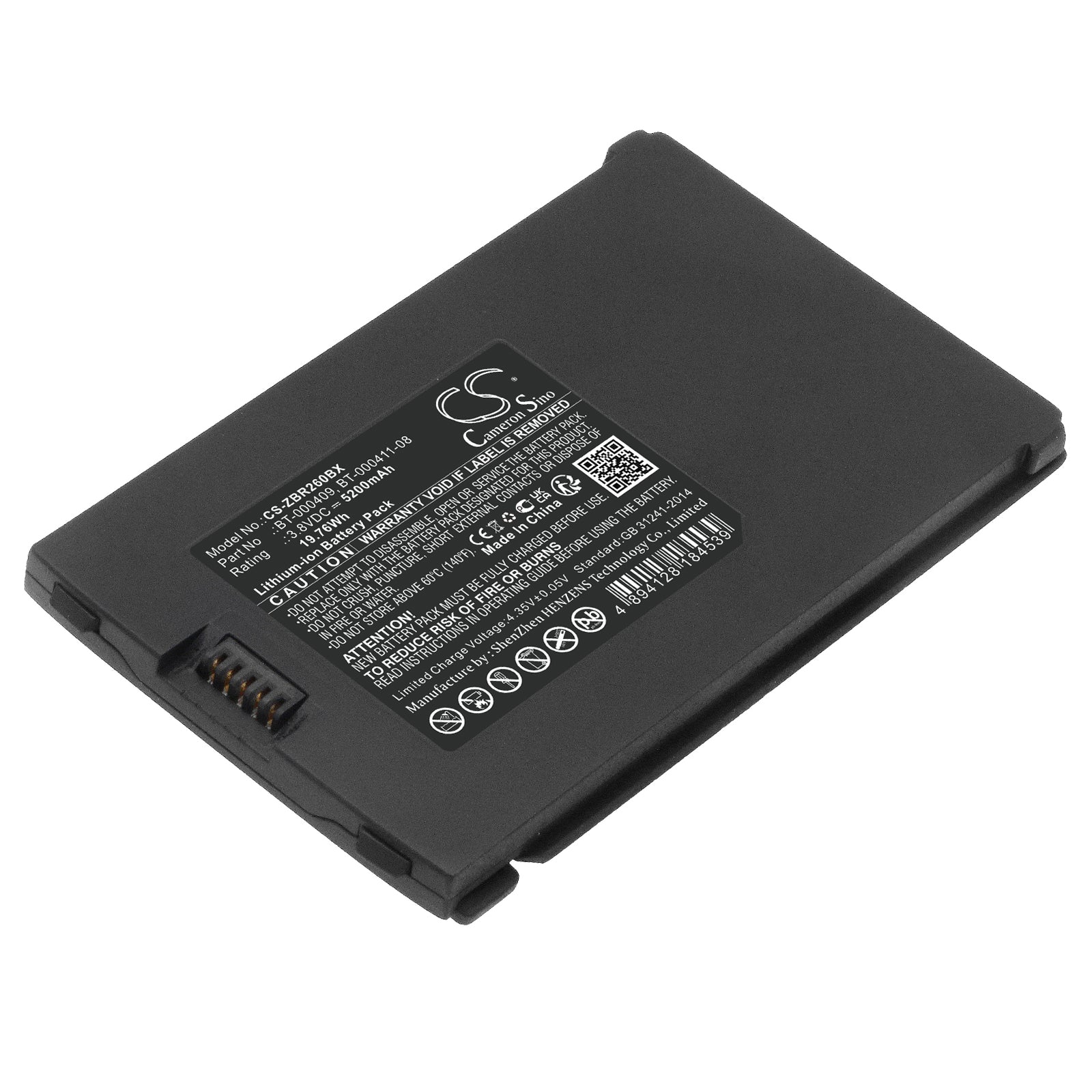 3.8V, Li-ion, 5200mAh, Battery fits Zebra TC21, TC26, 19.76Wh Barcode Scanner Cameron Sino Technology Limited