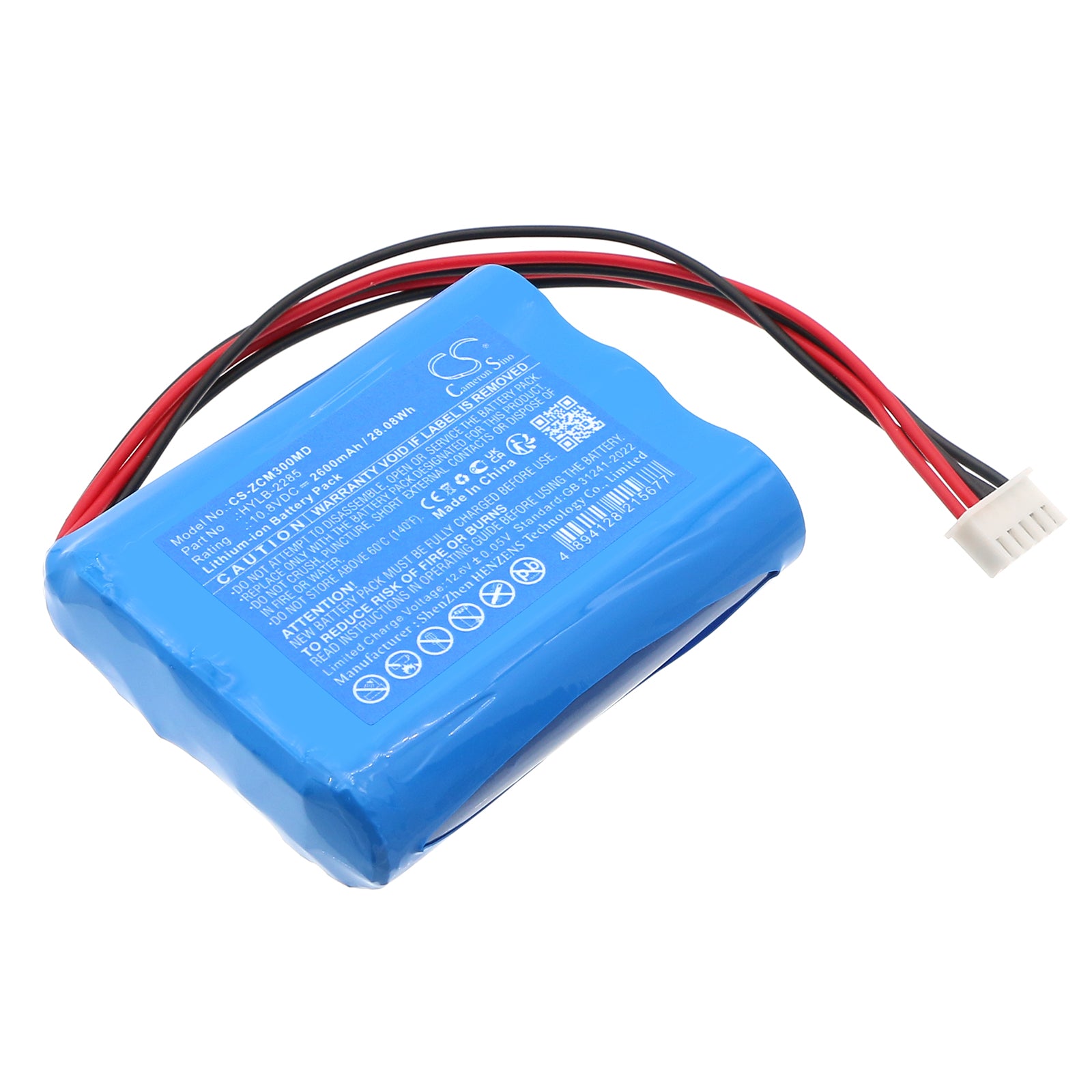 10.8V, Li-ion, 2600mAh, Battery fits Zoncare ECG EKG monitor, P-2273, 28.08Wh Medical Cameron Sino Technology Limited