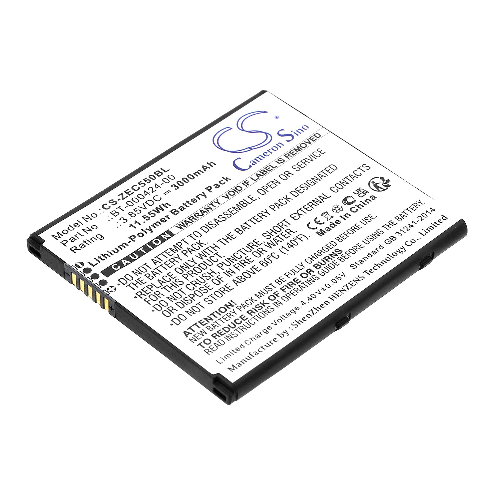 Li-Polymer, Barcode Scanner Battery fits Zebra Ec50, Ec55, 3.85V, 3000mAh Barcode Scanner Cameron Sino Technology Limited