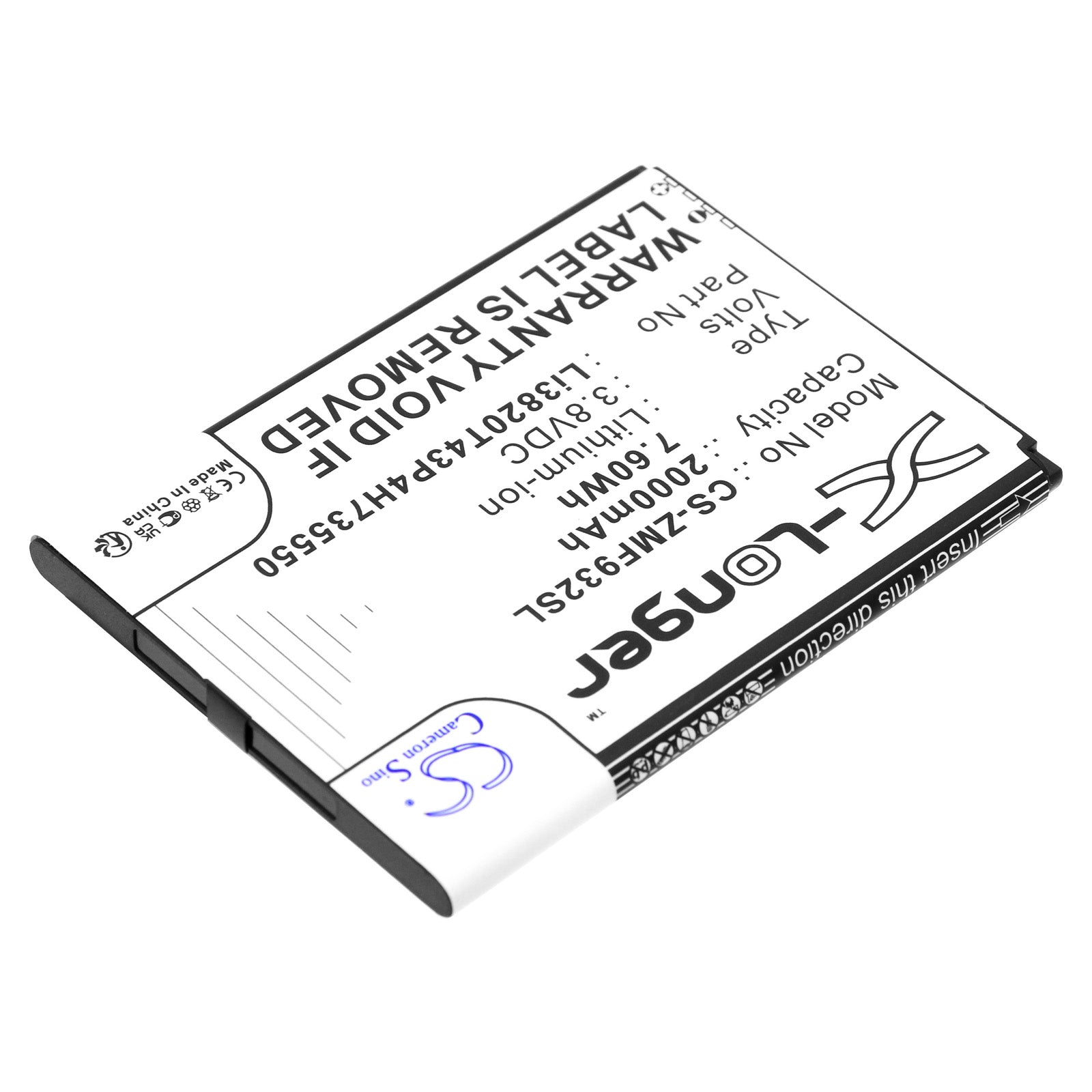 Li-ion, Hotspot Battery fits Zte Wifi5 Mf932, 3.8V, 2000mAh Hotspot Cameron Sino Technology Limited
