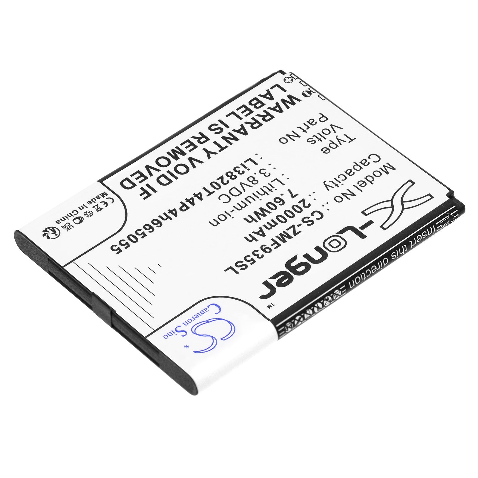 Li-ion, Hotspot Battery fits Zte Mf935, 3.8V, 2000mAh Hotspot Cameron Sino Technology Limited