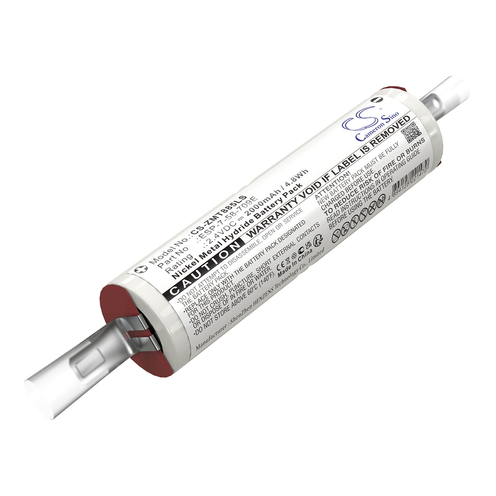 2.4V, Ni-MH, 2000mAh, Battery fits EXISTALITE BTF-114, BTF114 | Zumtobel 04879885, 4.8Wh Emergency Lighting Cameron Sino Technology Limited