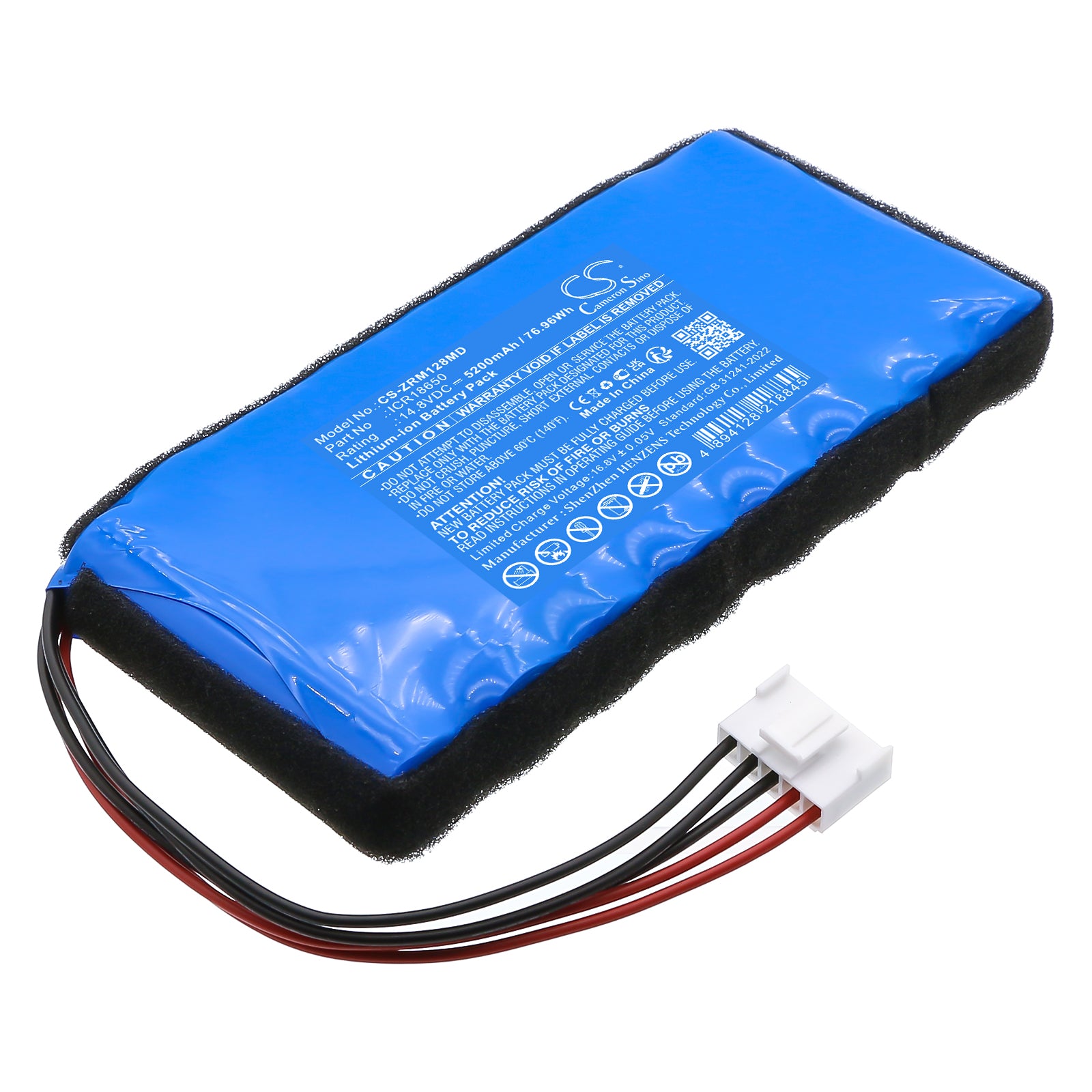 14.8V, Li-ion, 5200mAh, Battery fits Zoncare iMAC 120B, 76.96Wh Medical Cameron Sino Technology Limited