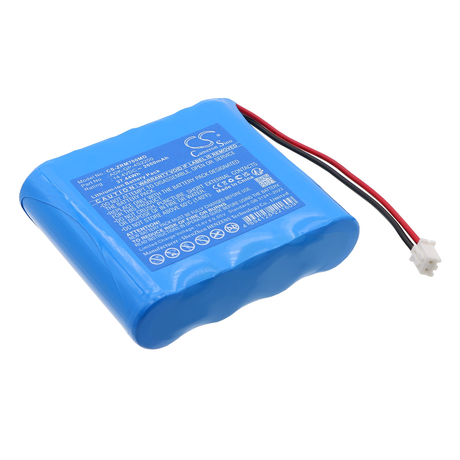 14.4V, Li-ion, 2600mAh, Battery fits Zoncare PM-7000, 37.44Wh Medical Cameron Sino Technology Limited