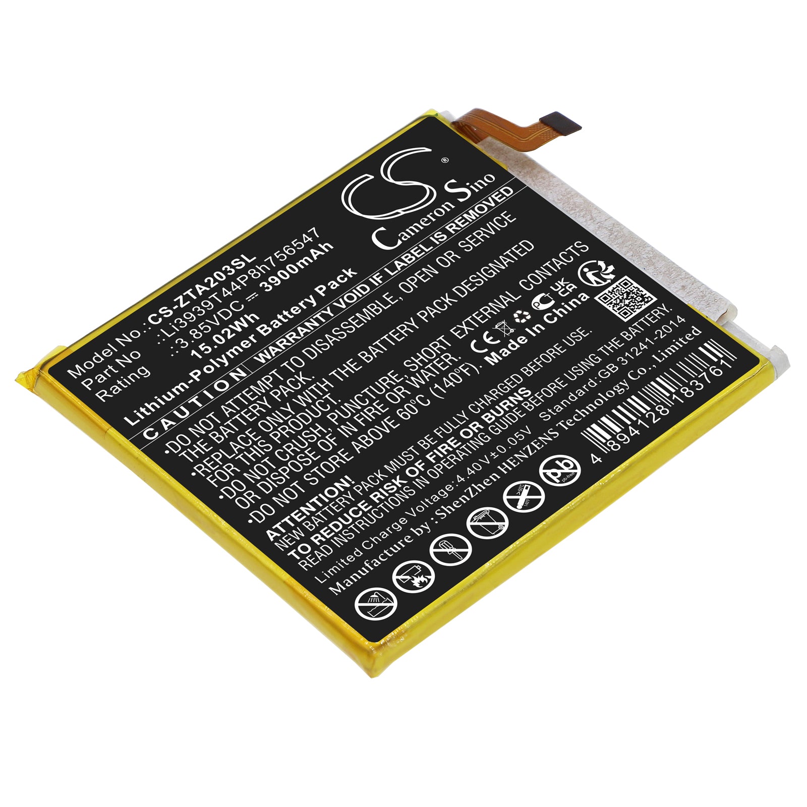 Li-Polymer, Mobile, SmartPhone Battery fits Zte A2020, A2020n2, 3.85V, 3900mAh Mobile, SmartPhone Cameron Sino Technology Limited