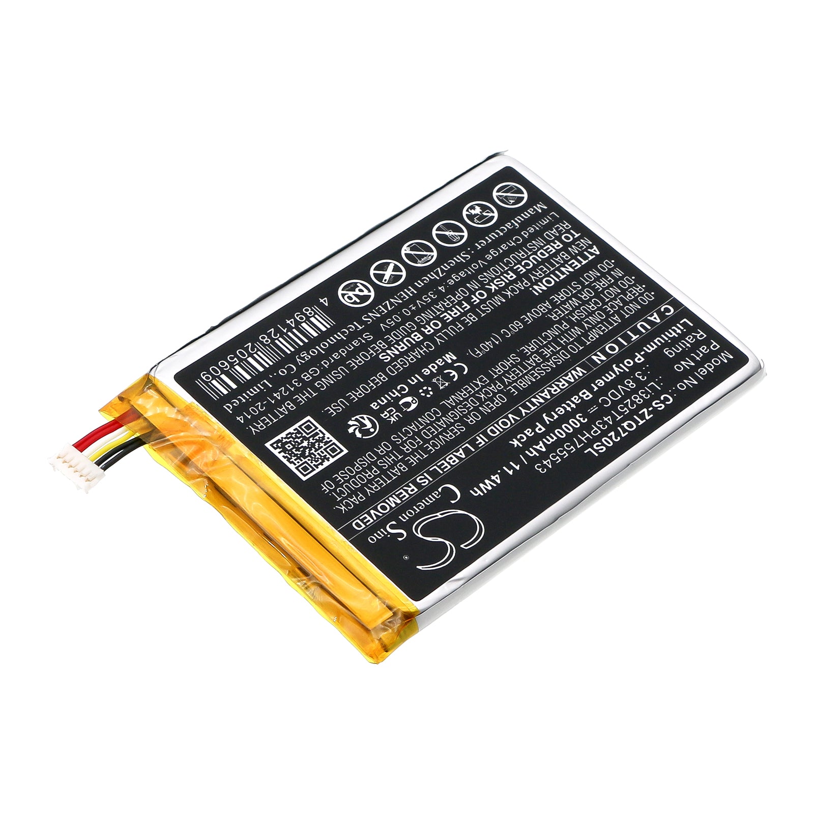 Li-Polymer, Alarm System Battery fits At&t Home Security Digital Life Con, V72m, 3.8V, 3000mAh Alarm System Cameron Sino Technology Limited