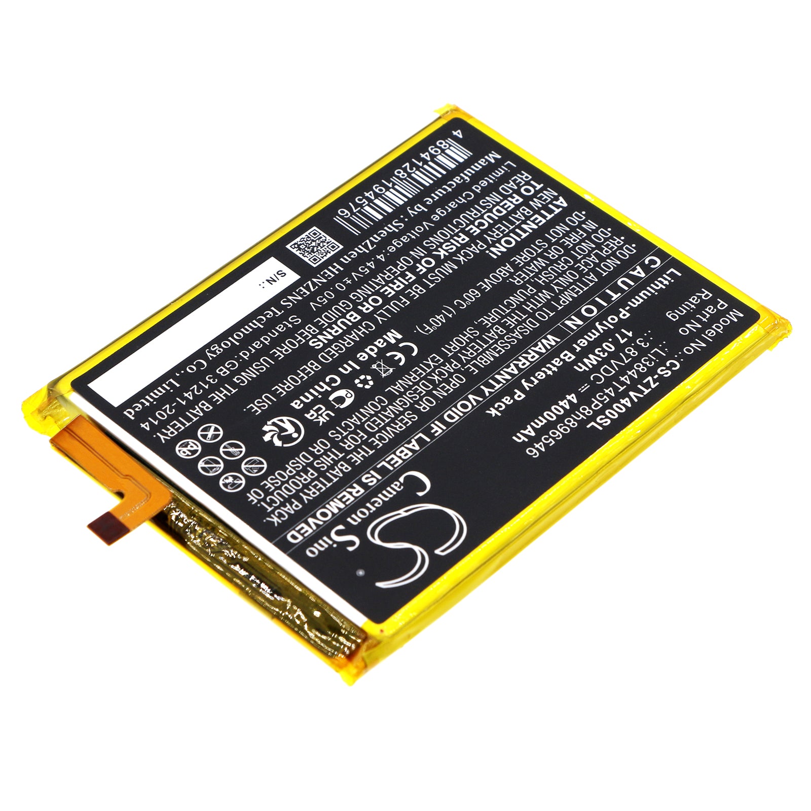 Li-Polymer, Mobile, SmartPhone Battery fits Zte Axon 40 Se, Blade V40s, 3.87V, 4400mAh Mobile, SmartPhone Cameron Sino Technology Limited