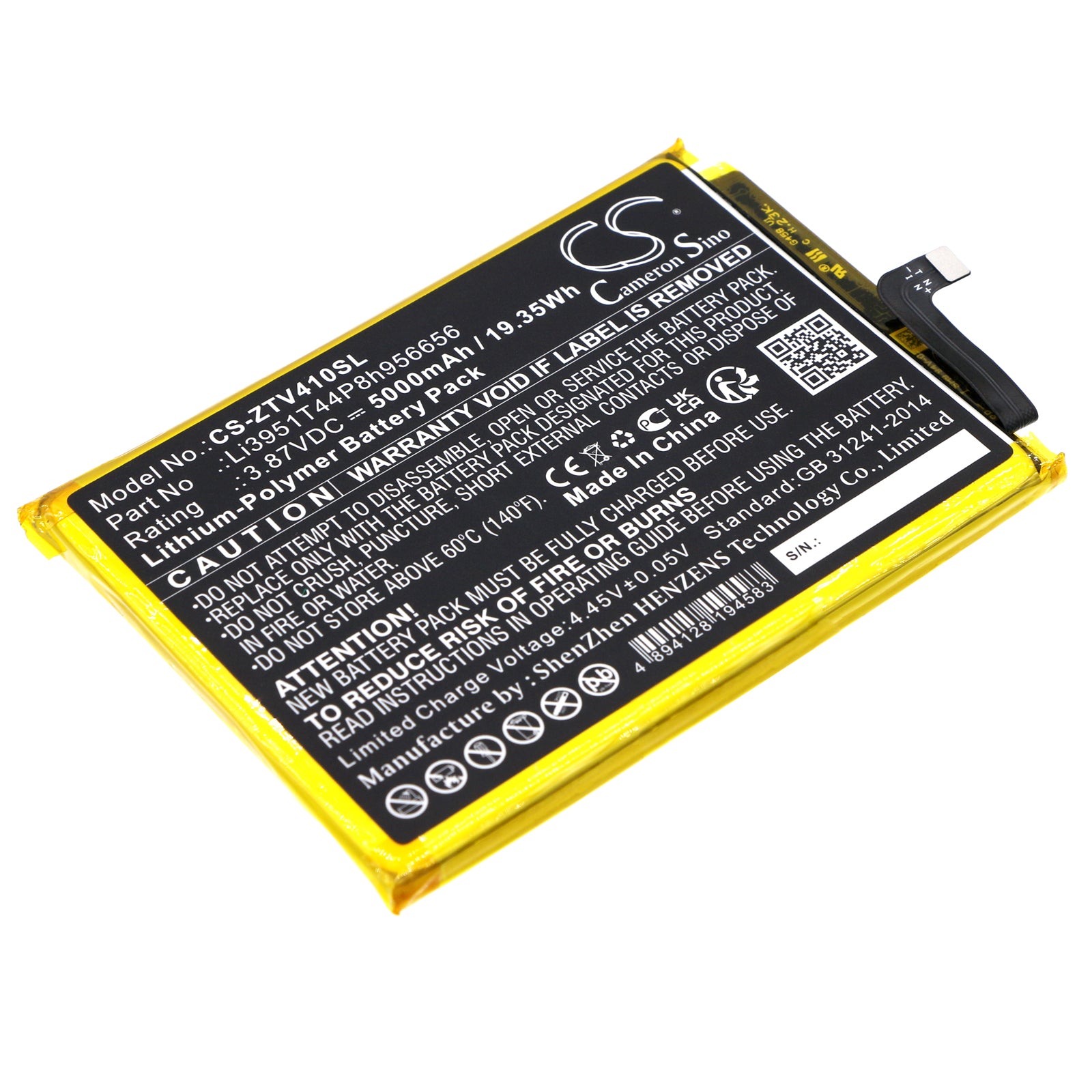 Li-Polymer, Mobile, SmartPhone Battery fits Zte 8045, Blade V40, 3.87V, 5000mAh Mobile, SmartPhone Cameron Sino Technology Limited