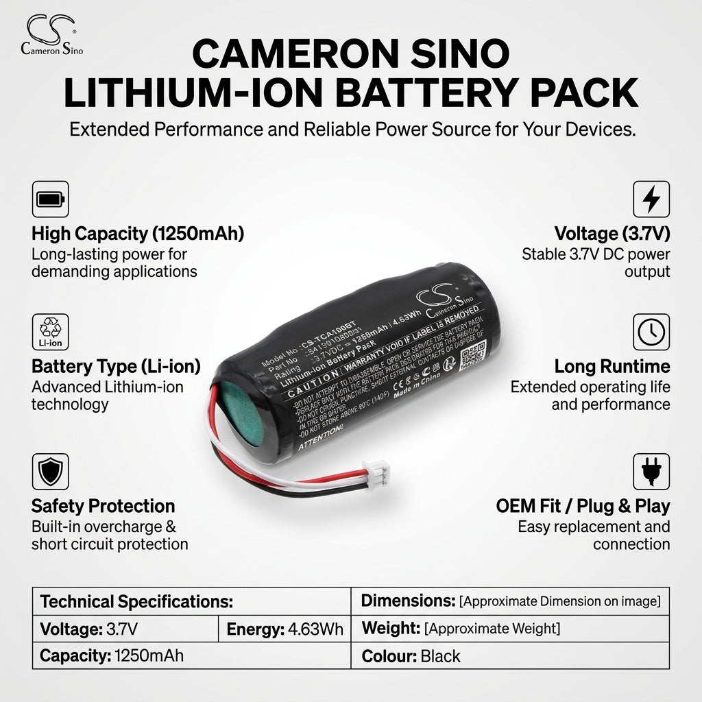 Technicolor TCHR1AZ0 Li Ion Battery 1250mAh 3.7 Volt Alarm System Cameron Sino Technology Limited