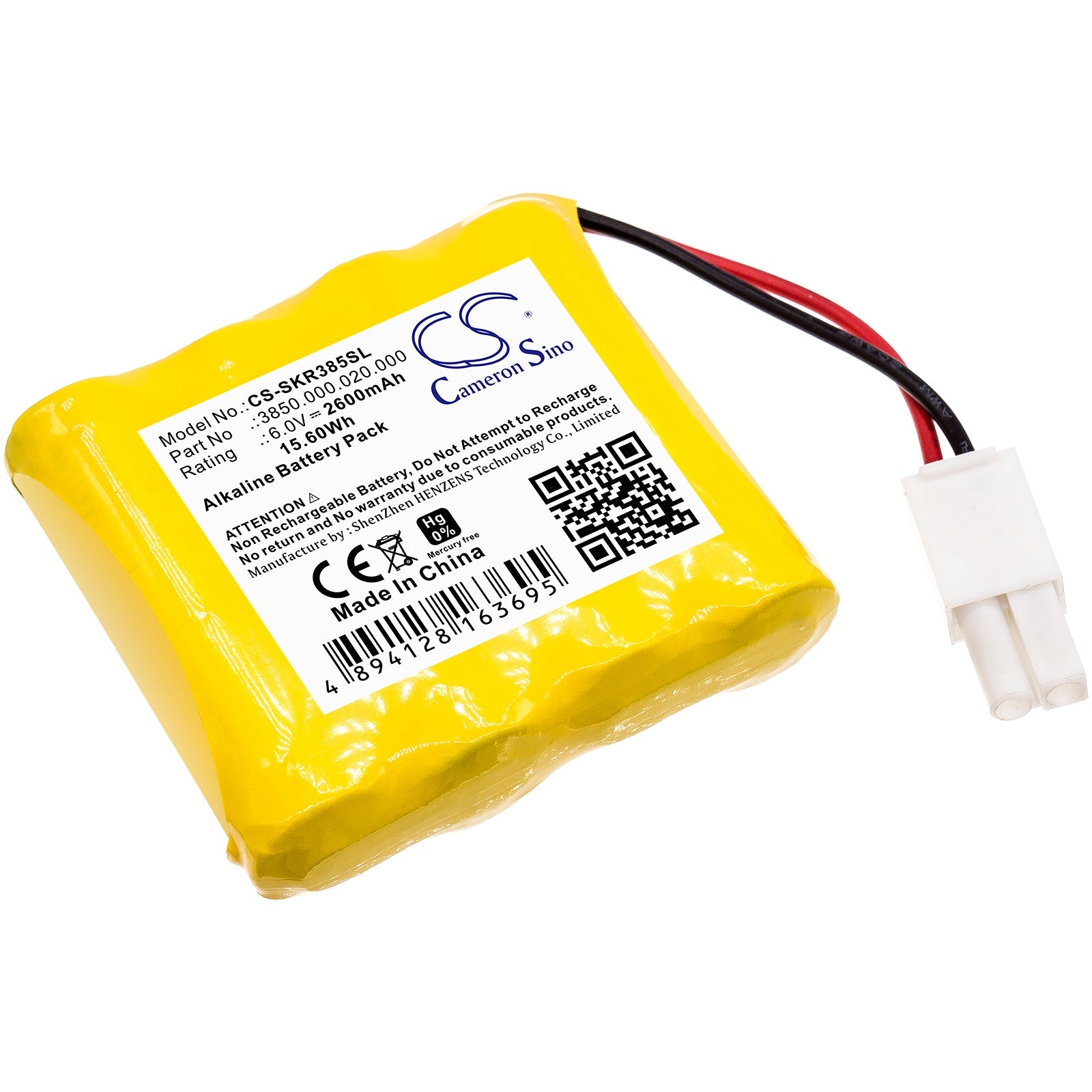 Alkaline Battery fits Safe-o-kiefer, 3850.000.020.000, Coin Operate Lock 6.0V, 2600mAh Door Lock Cameron Sino Technology Limited
