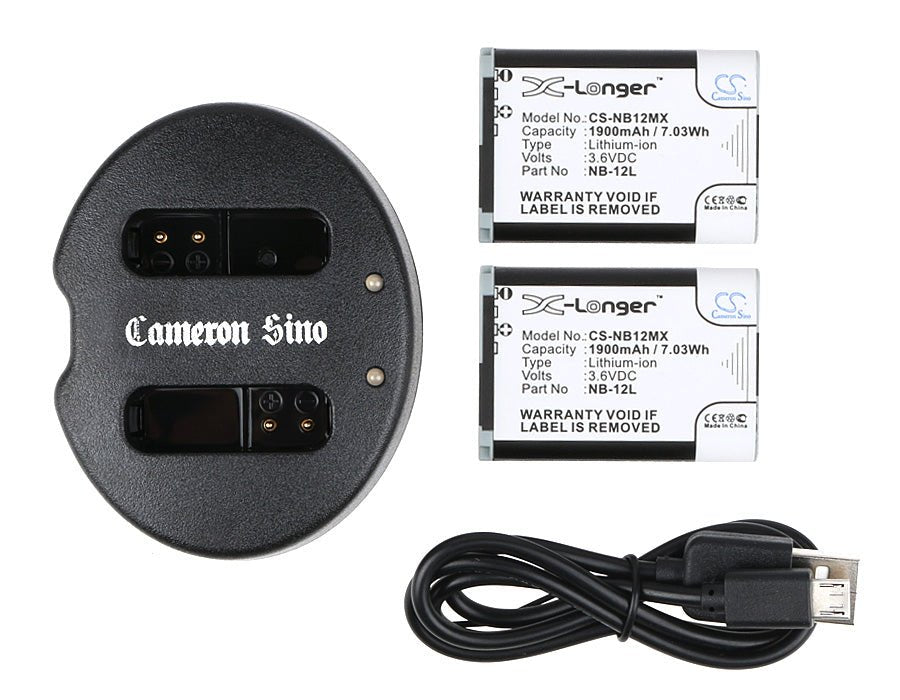 Canon Legria Mini X & Powershot G1x Mark II Battery Pack with USB Cable - 2 CS-NB12MX, 1 DF-NB120UH Cosmetic Mirror Cameron Sino Technology Limited