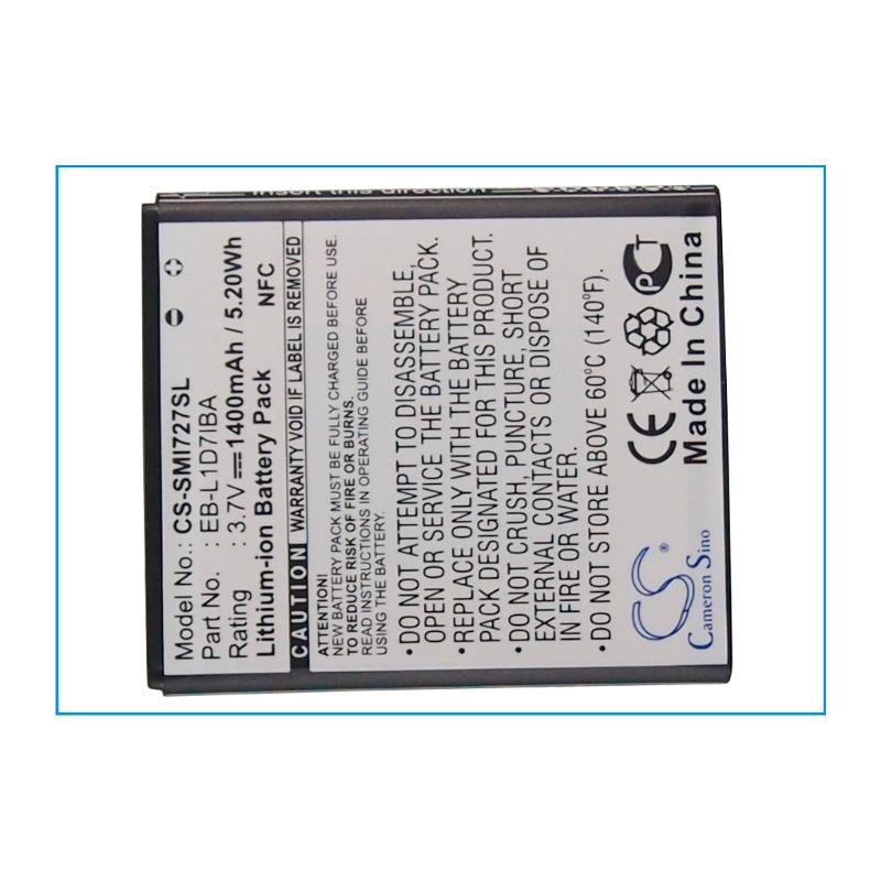 CS-SMI727SL Li-ion Battery fits At&t, galaxy s 2 skyrocket 4g, galaxy s ii skyrocket 4g, galaxy s2 skyrocket 4g 3.7V, 1400mAh Mobile & SmartPhone Cameron Sino Technology Limited