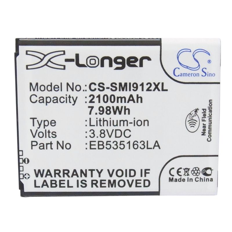 CS-SMI912XL Li-ion Battery Fits Samsung, Galaxy Grand, Galaxy Grand Duos, Galaxy Grand Lite 3.8v, 2100mah Mobile & SmartPhone Cameron Sino Technology Limited