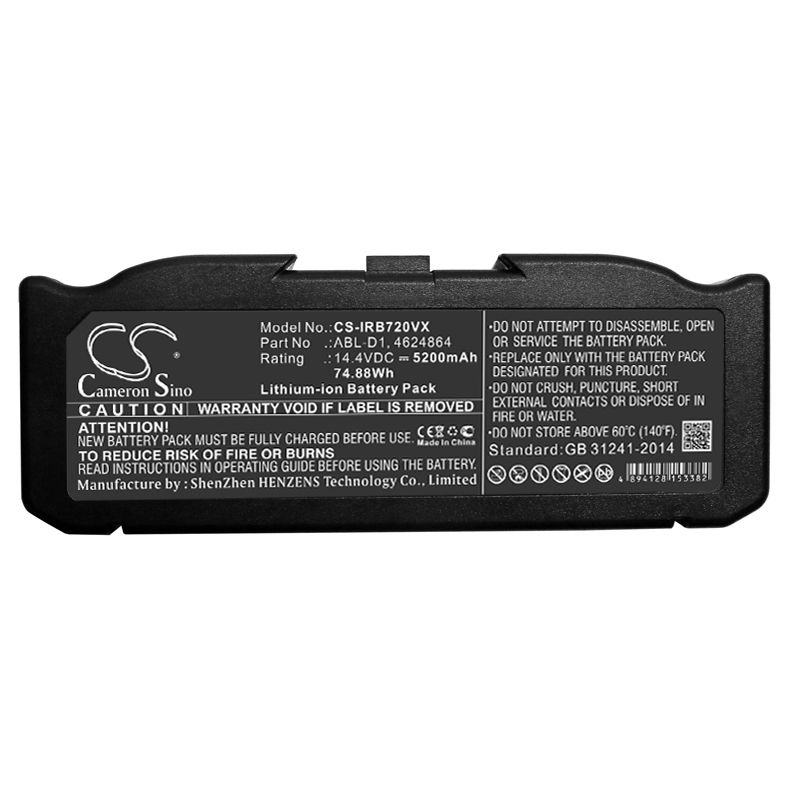 Extended Li-ion Battery fits Irobot, Roomba i7, Roomba i7+ Roomba e5, 14.4V, 5200mAh Vacuum Cameron Sino Technology Limited