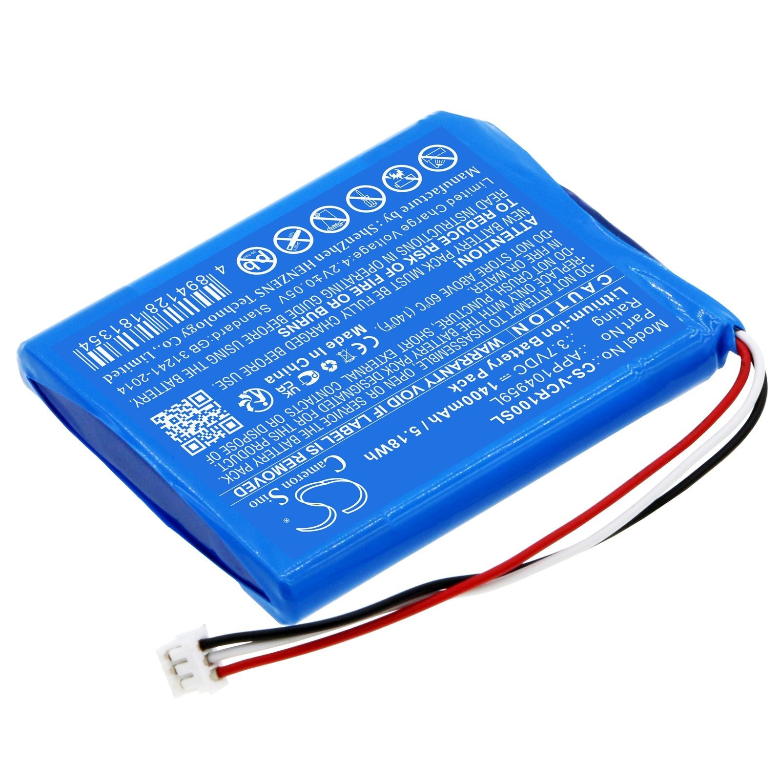 Li-ion, Amplifier Battery fits Venturecraft Valoq, 3.7V, 1400mAh Amplifier Cameron Sino Technology Limited