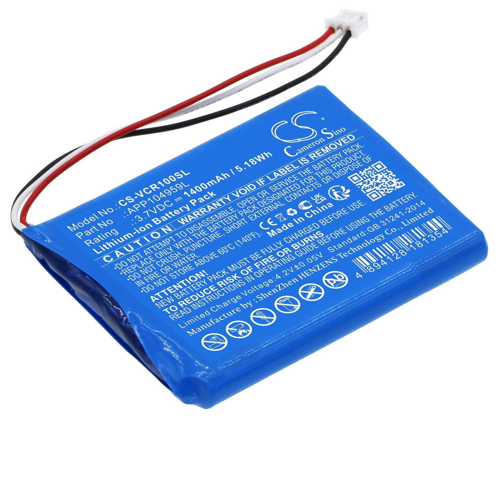 Li-ion, Amplifier Battery fits Venturecraft Valoq, 3.7V, 1400mAh Amplifier Cameron Sino Technology Limited