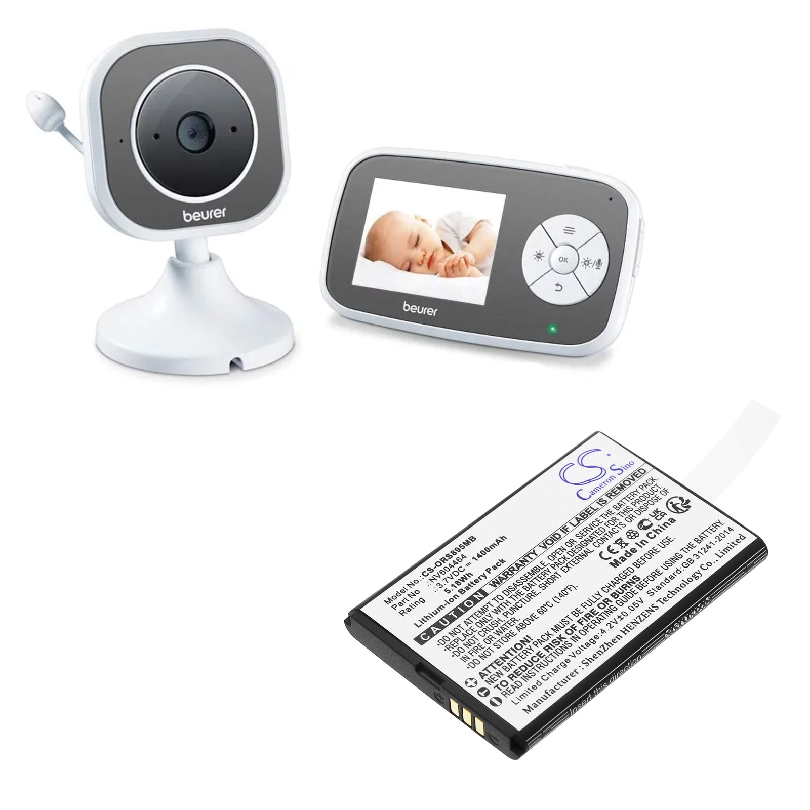 Li-ion, BabyPhone Battery fits Oricom Secure Sc740, Secure Sc895, 3.7V, 1400mAh BabyPhone Cameron Sino Technology Limited