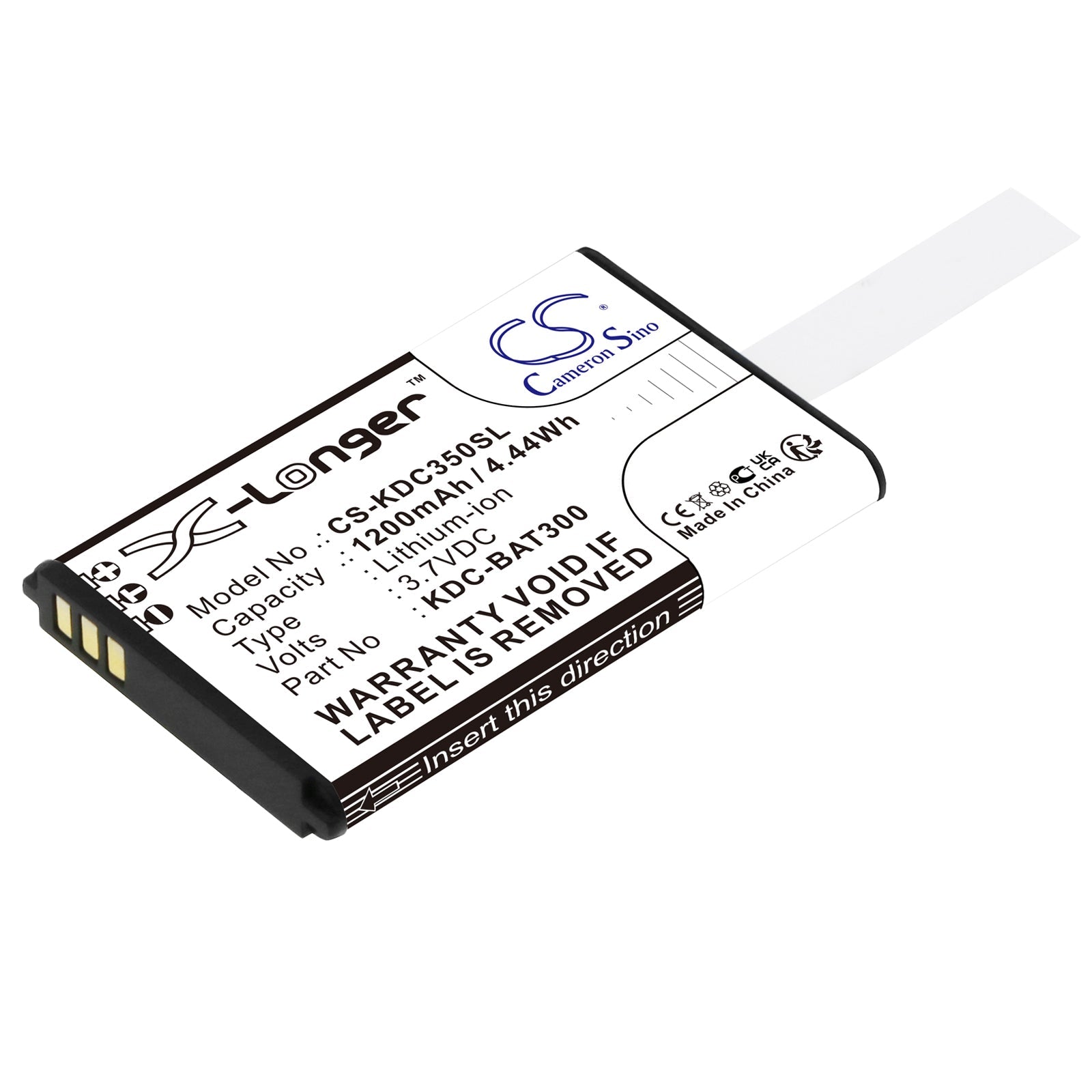 Li-ion, Barcode Scanner Battery fits Koamtac Kdc-250, Kdc-300, 3.7V, 1200mAh Barcode Scanner Cameron Sino Technology Limited