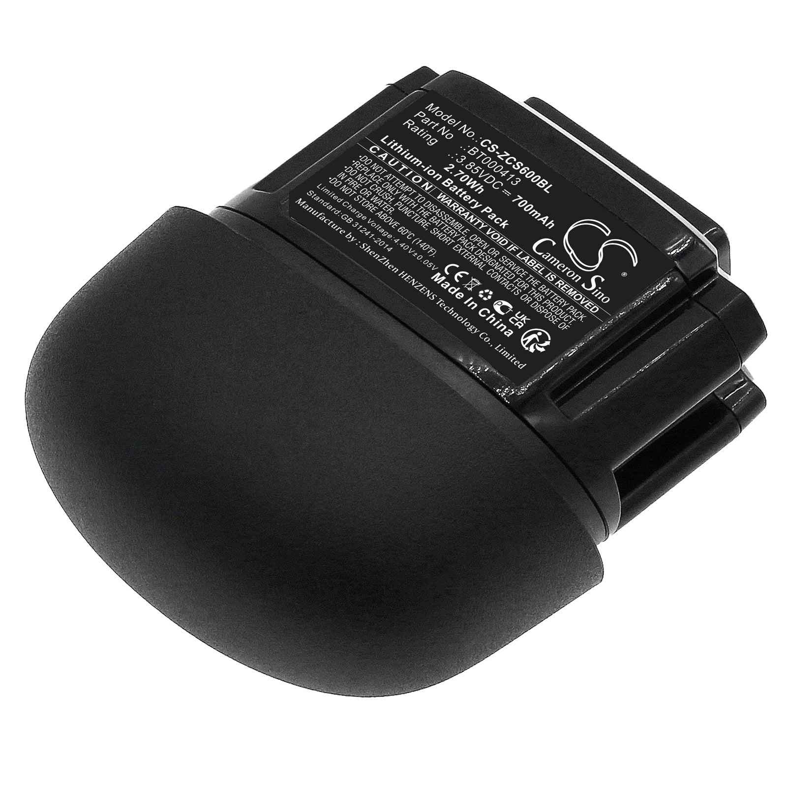 Li-ion, Barcode Scanner Battery fits Zebra Cs60, Cs6080, 3.85V, 700mAh Barcode Scanner Cameron Sino Technology Limited