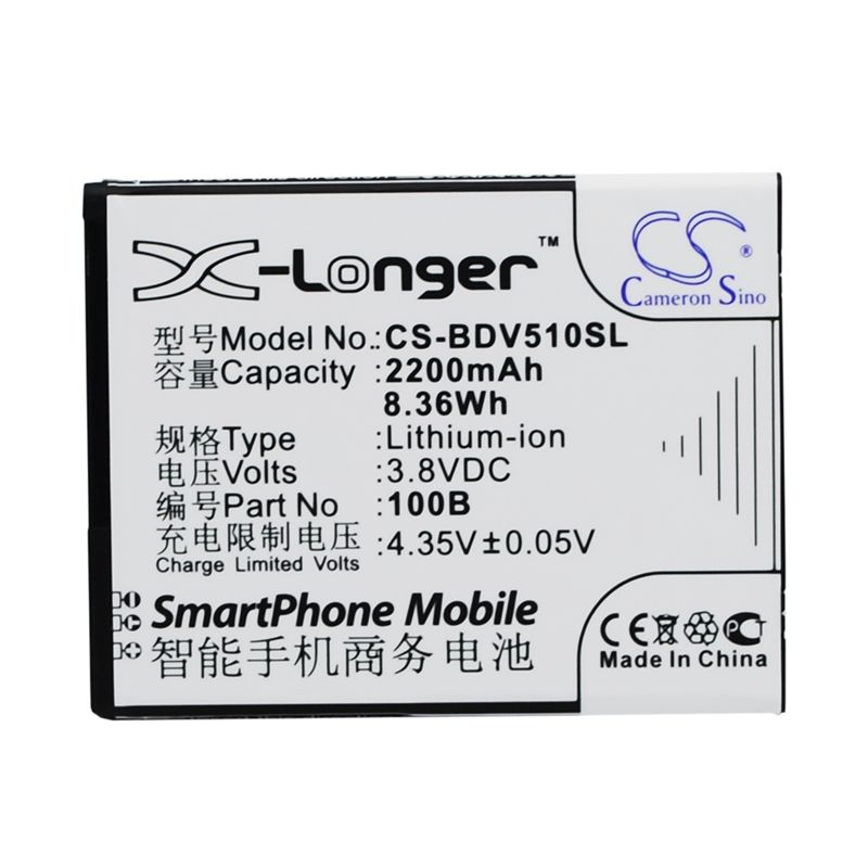 Li-ion Battery fits 100+, v5, v5100b, baidu cloud 3.8V, 2200mAh Mobile & SmartPhone Cameron Sino Technology Limited