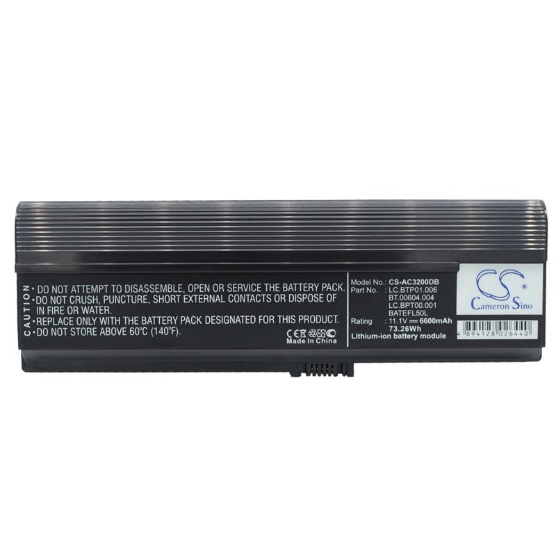Li-ion Battery fits Acer, Acer Travelmate 3000, As36802682, Aspire 3000 11.1V, 6600mAh Notebook & Laptop Cameron Sino Technology Limited
