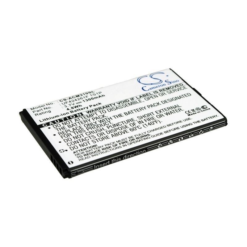 Li-ion Battery fits Acer, Allegro, M310, W4 3.7V, 1300mAh PDA & Pocket PC Cameron Sino Technology Limited