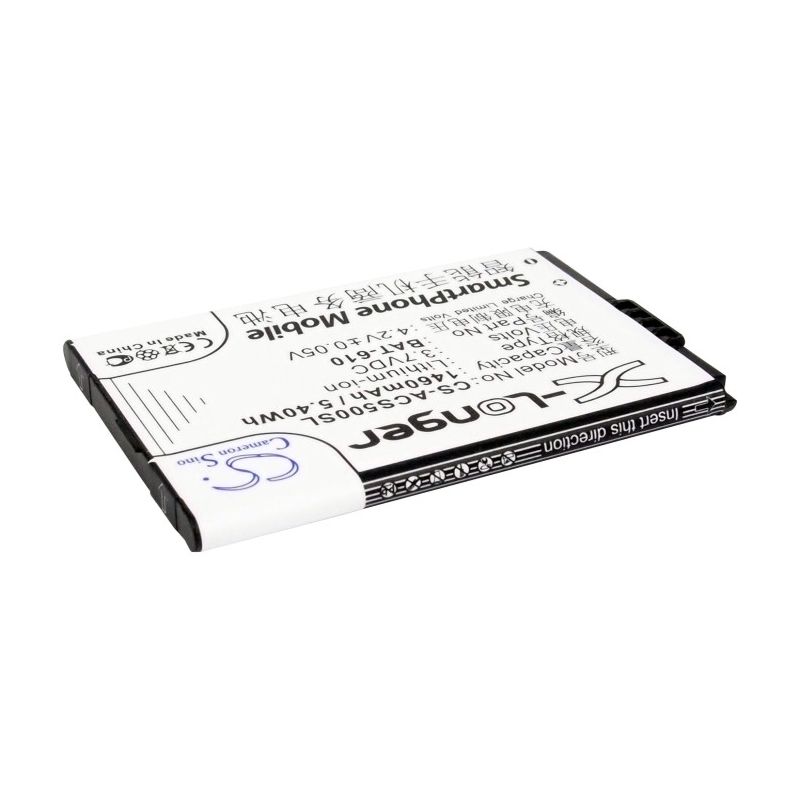 Li-ion Battery fits Acer, cloud mobile, cloudmobile s500, s500 3.7V, 1460mAh Mobile & SmartPhone Cameron Sino Technology Limited