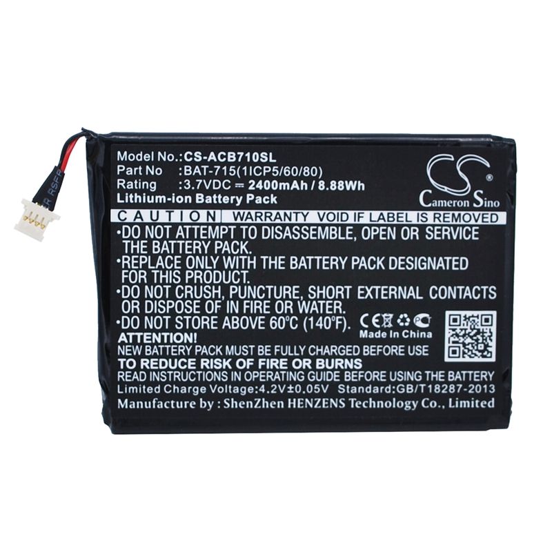 Li-ion Battery Fits Acer, Iconia B1-a71, Iconia B1-a71-83174g00nk, Iconia Tab B1 3.7v, 2400mah Tablet Cameron Sino Technology Limited