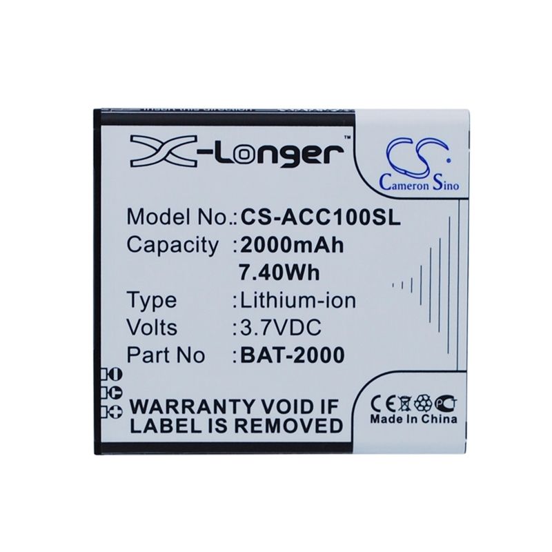 Li-ion Battery fits Acer, liquid c1 3.7V, 2000mAh Mobile & SmartPhone Cameron Sino Technology Limited