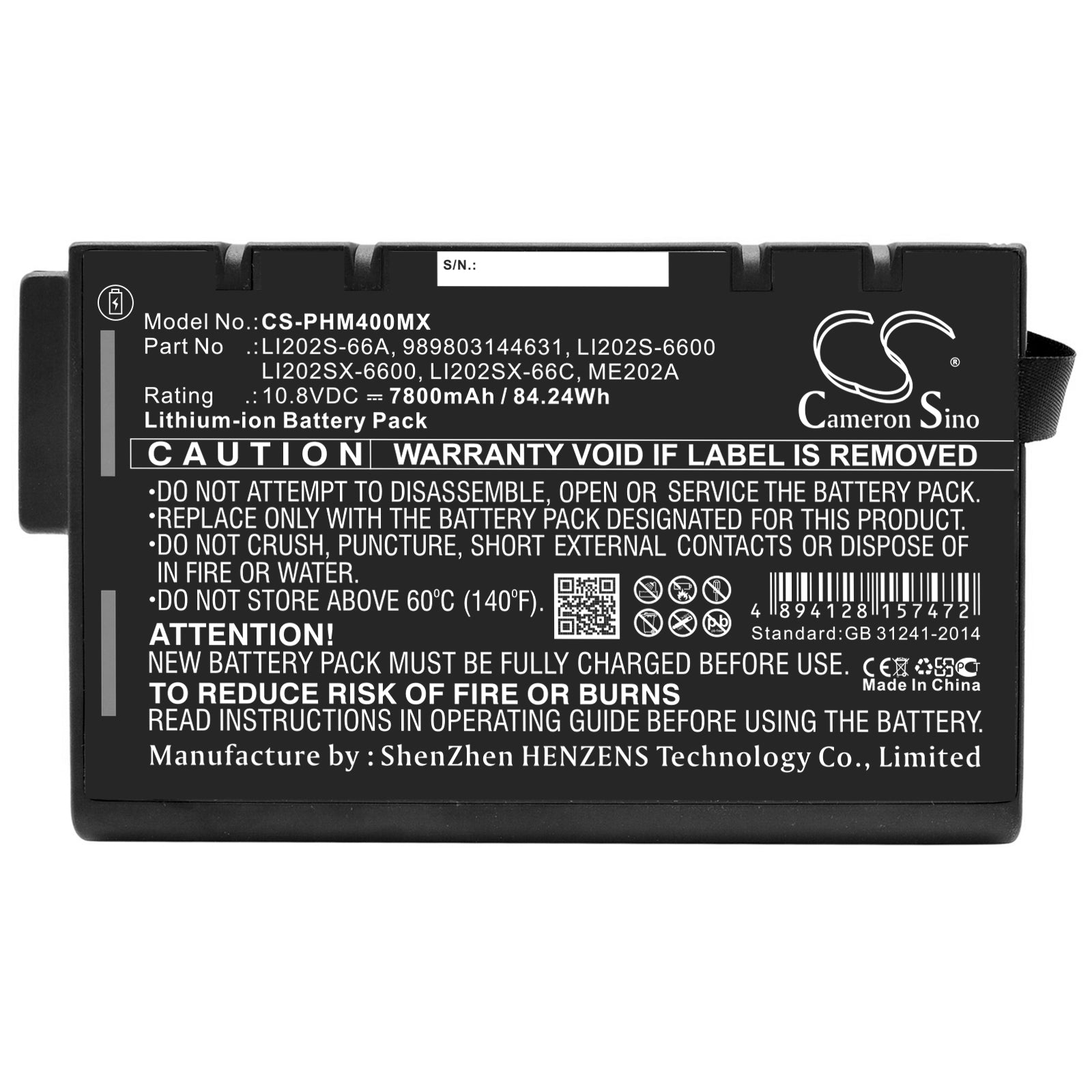 Li-ion Battery fits Acterna, Mts-8000, Aerotrak 10.8V, 7800mAh Medical Cameron Sino Technology Limited