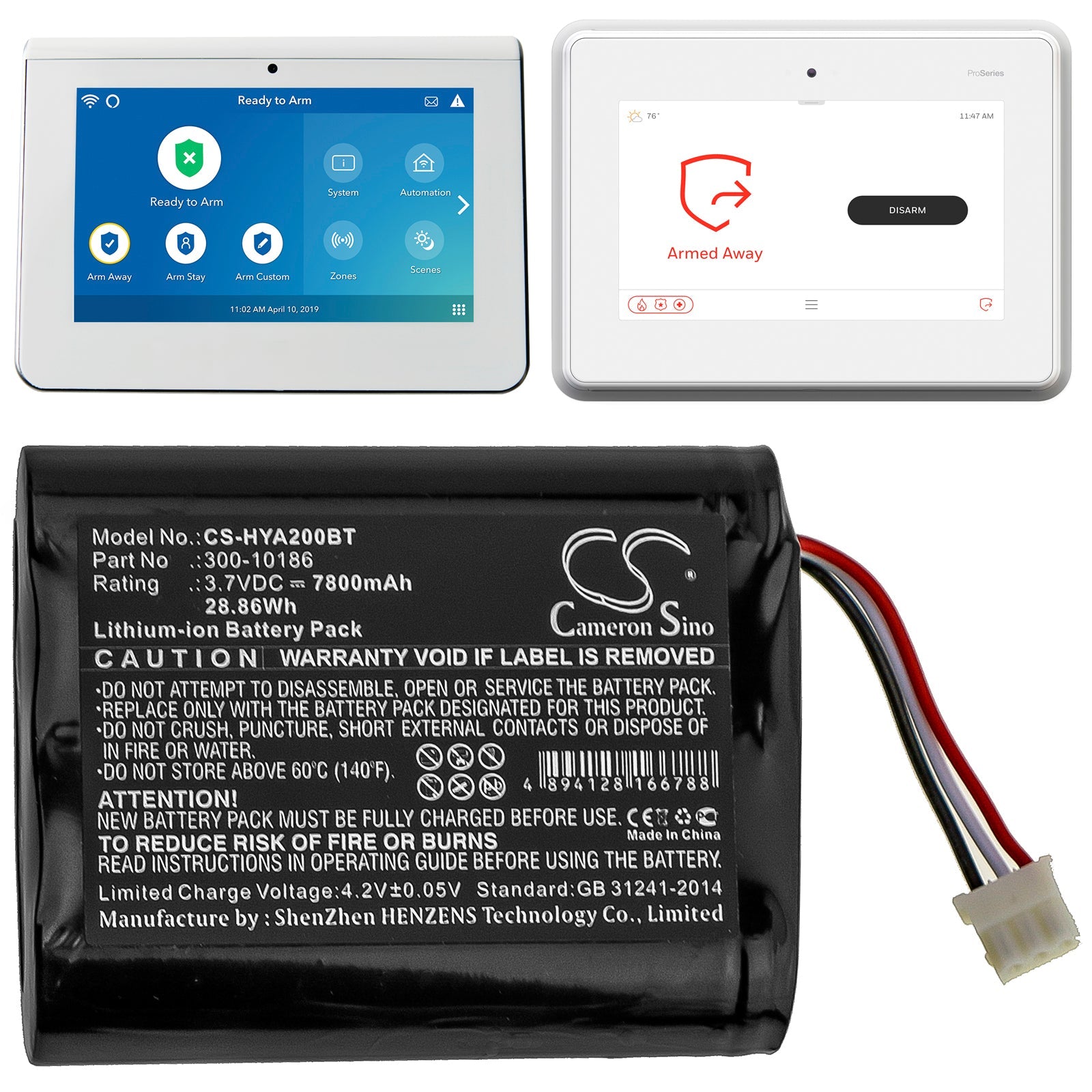 Li-ion Battery fits Adt, Command Smart Security Panel, Honeywell, Ai05-2 3.7V, 7800mAh Alarm System Cameron Sino Technology Limited