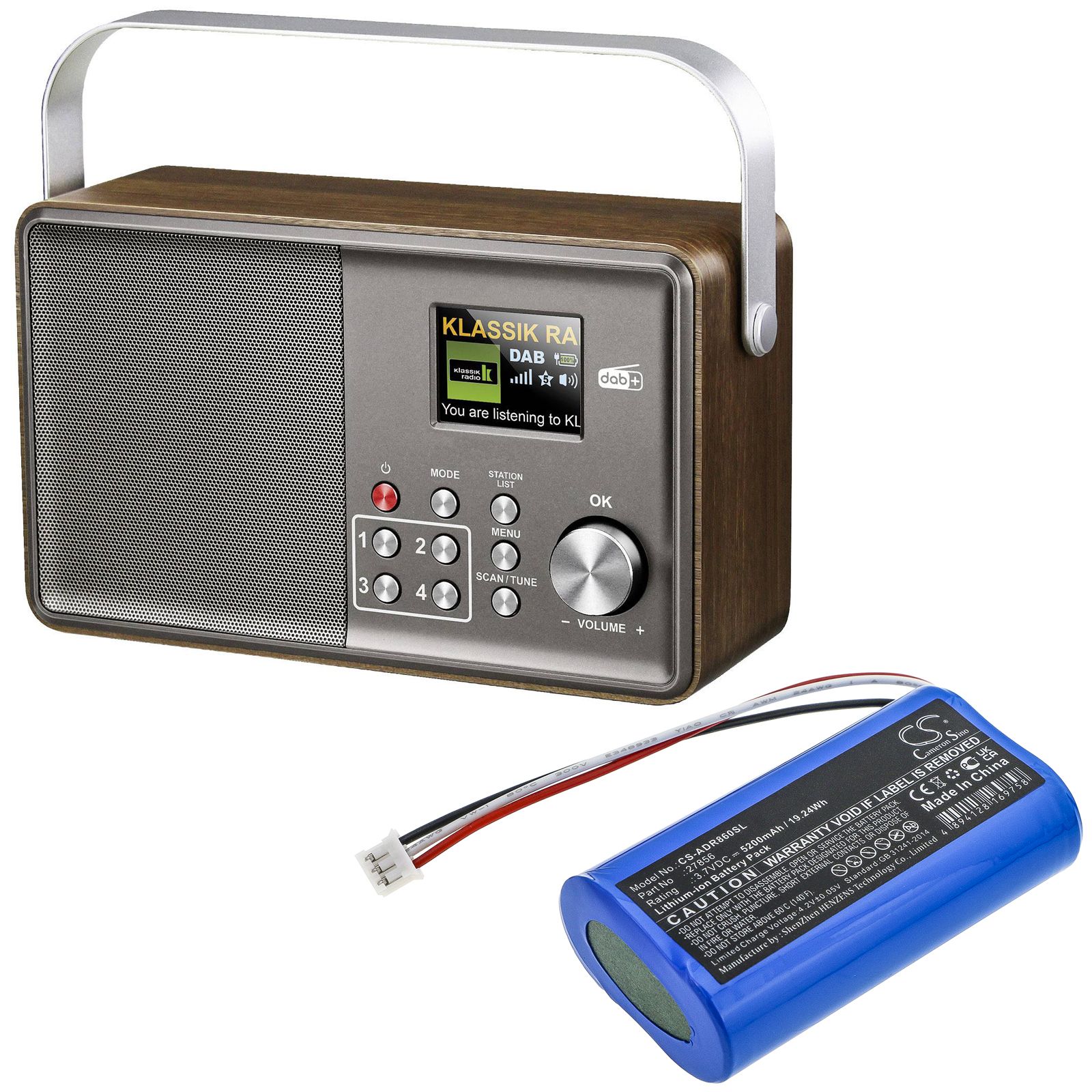 Li-ion Battery fits Albrecht, Dr 855, Dr 860, Dr855 3.7V, 5200mAh DAB Digital Cameron Sino Technology Limited