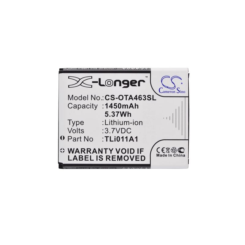 Li-ion Battery fits Alcatel, a463, a463bg, one touch a463 3.7V, 1450mAh Mobile & SmartPhone Cameron Sino Technology Limited