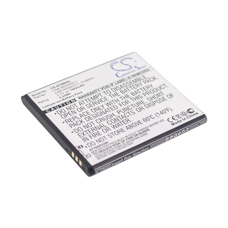 Li-ion Battery fits Alcatel, ak47, one touch 986, ot-986 3.7V, 1500mAh Mobile, SmartPhone Cameron Sino Technology Limited