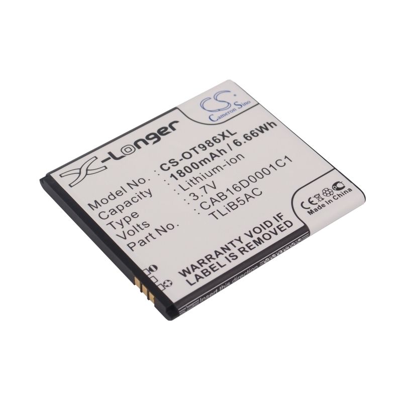 Li-ion Battery fits Alcatel, ak47, one touch 986, ot-986 3.7V, 1800mAh Mobile & SmartPhone Cameron Sino Technology Limited