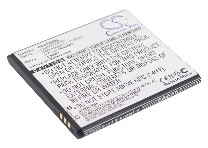 Li-ion Battery fits Alcatel, Ak47, One Touch 986, Ot-986 3.7V Mobile & SmartPhone Cameron Sino Technology Limited